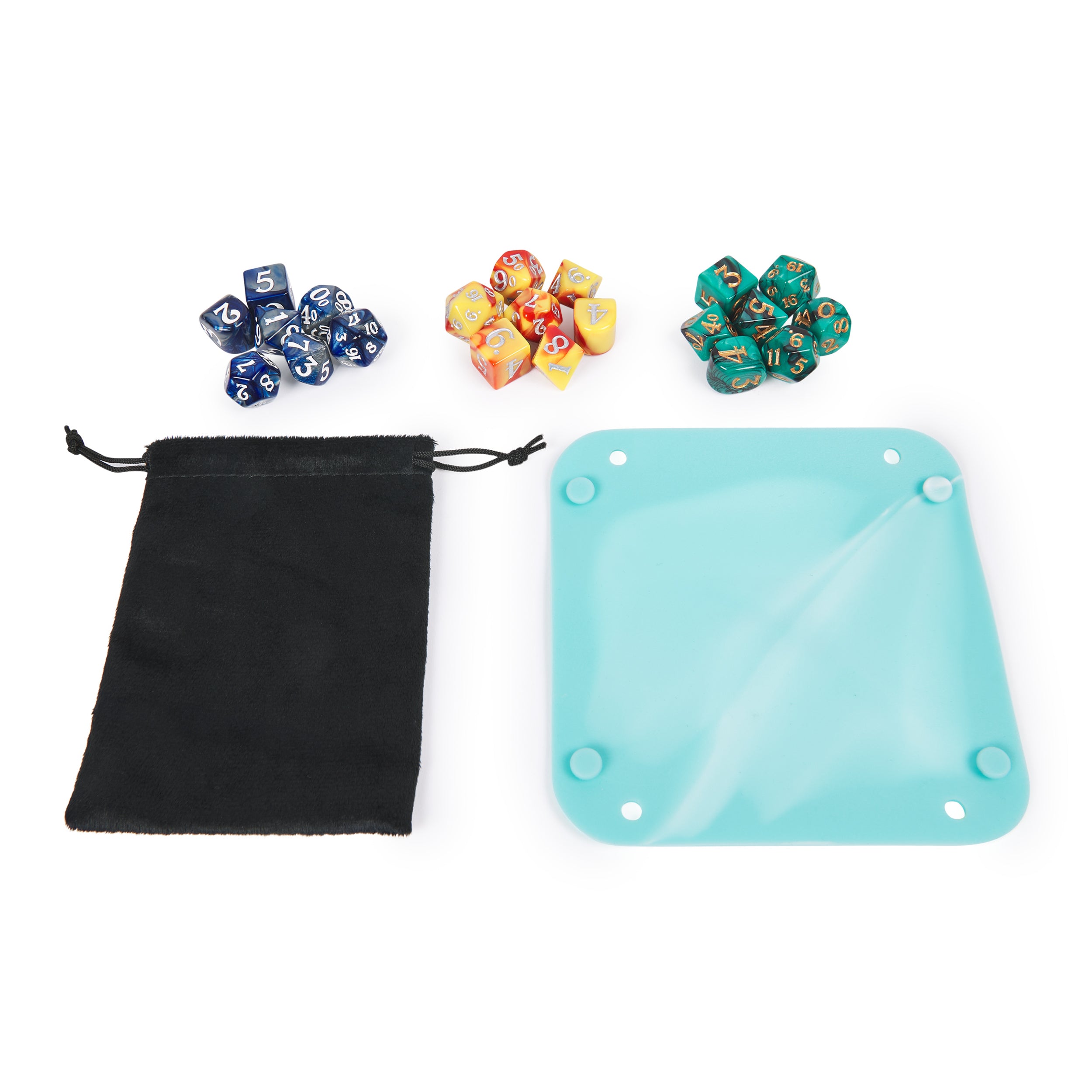 Spin Master Games, Campaign Dice, 3 Sets of Polyhedron Dice for RPG & Board Games, Storage Pouch & Silicone Tray, DND Dungeons and Dragons, MTG Magic the Gathering, for Ages 8 & Up