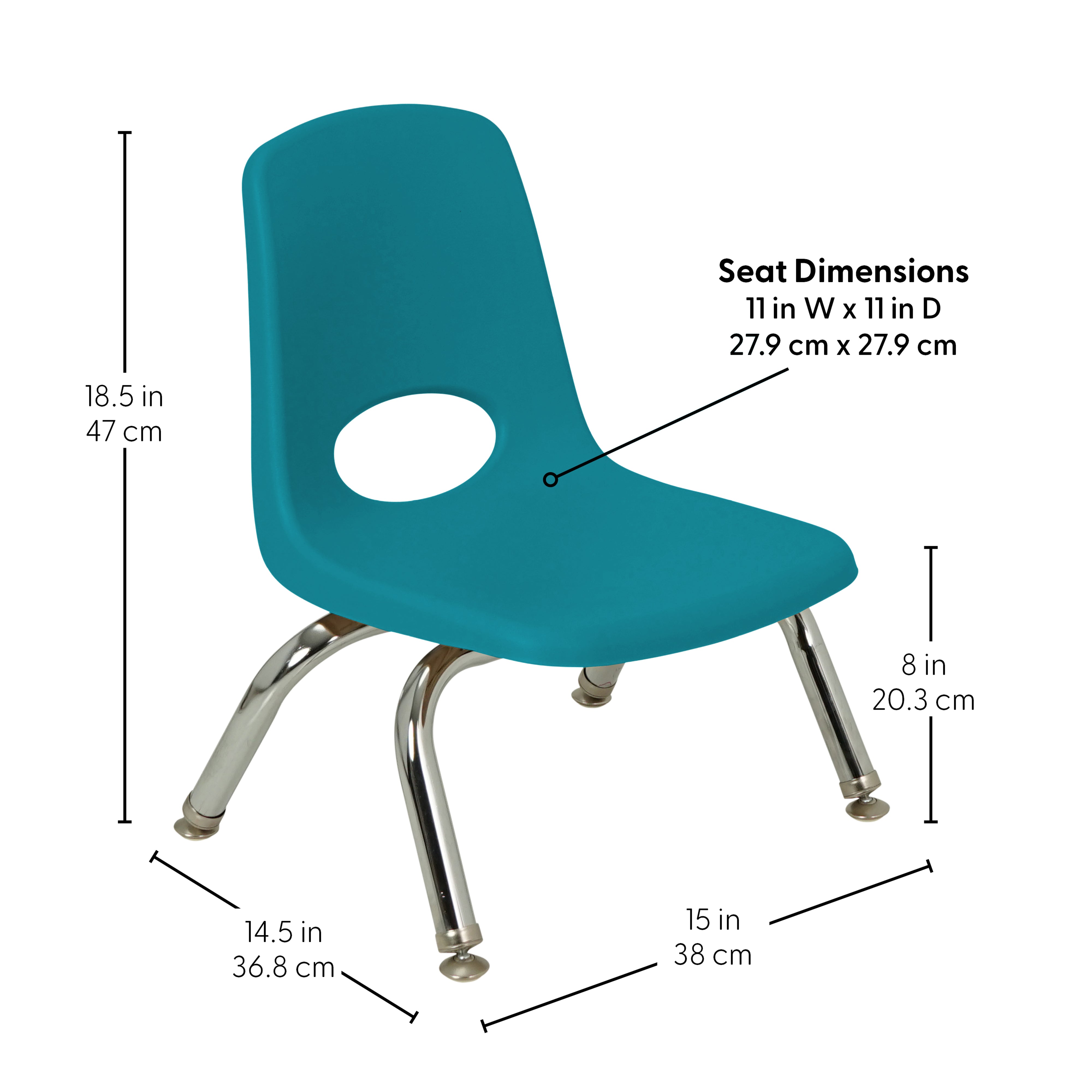 8" Stack Chair with Swivel Glides, 6-Piece - Teal