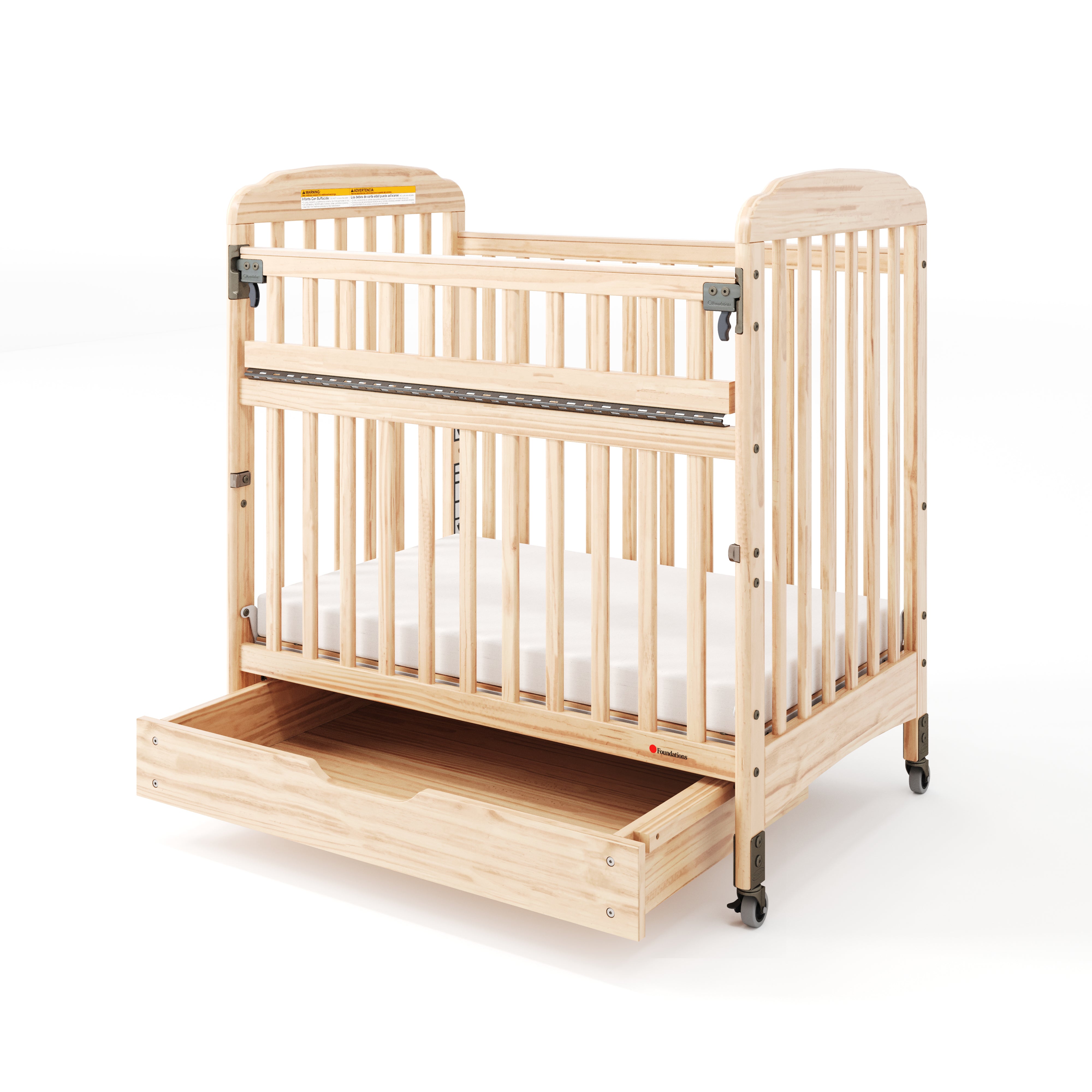 Next Gen Serenity SafeReach Slatted Compact Crib, Natural - US
