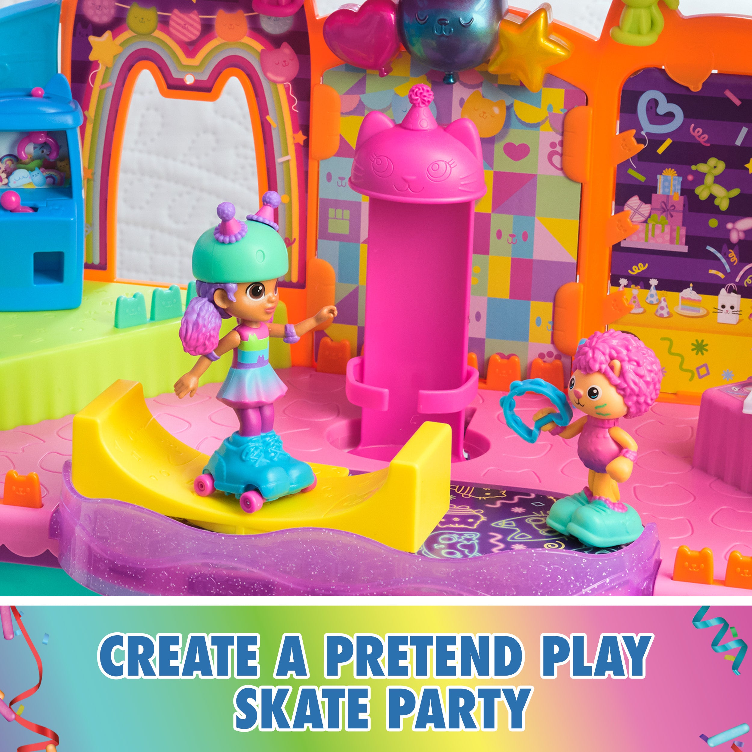 Gabby’s Dollhouse, Party Room Playset with Exclusive Toy Figures, Dollhouse Furniture, Accessories & Fidget Play, Kids Toys for Girls and Boys Ages 3+