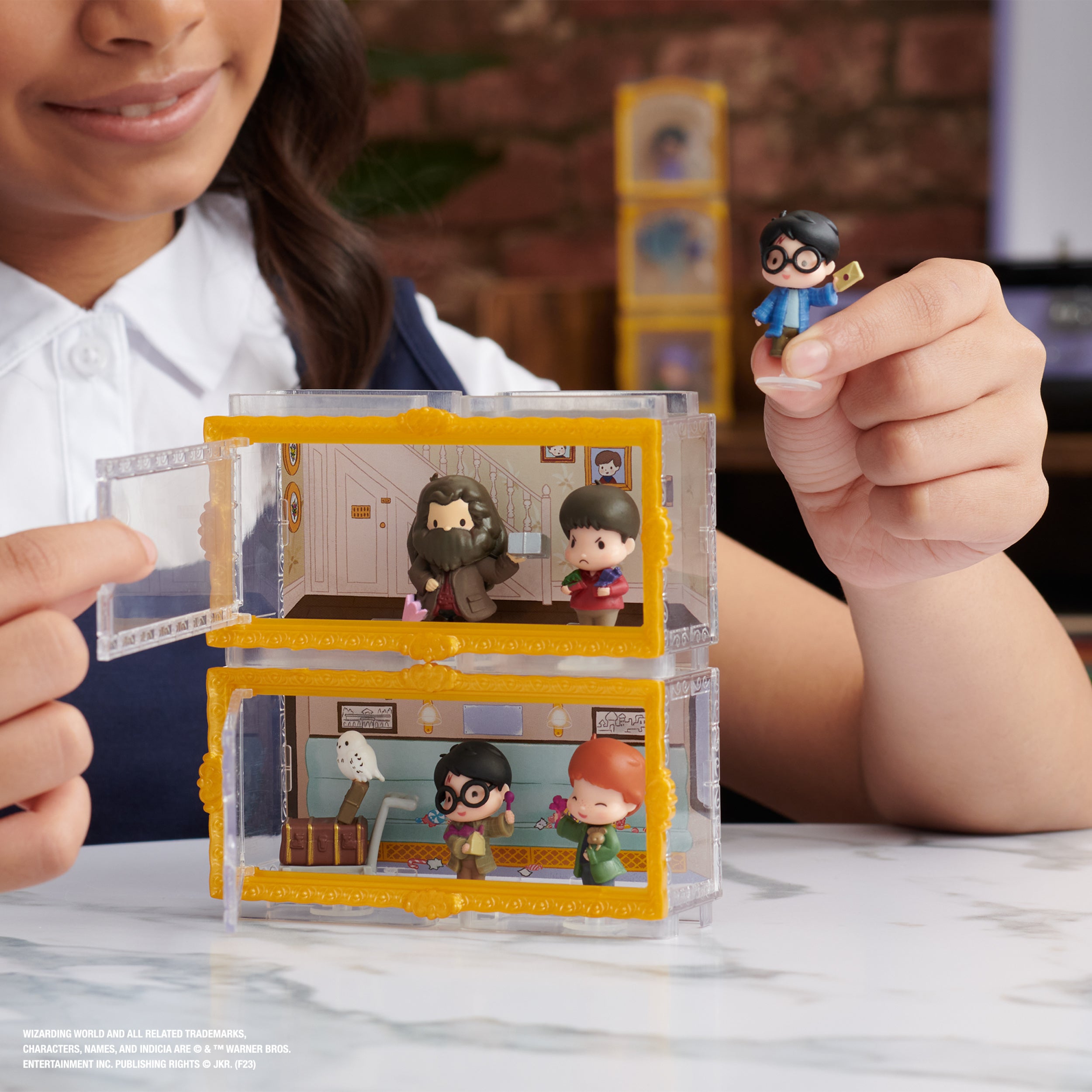 Wizarding World Harry Potter, Micro Magical Moments Action Figures Set with Harry, Hagrid, Dudley & Display Case, Kids Toys for Ages 6 and up