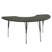 36" x 72" Half Moon La Madera Activity Table with Standard Legs - Gray Wood/Black