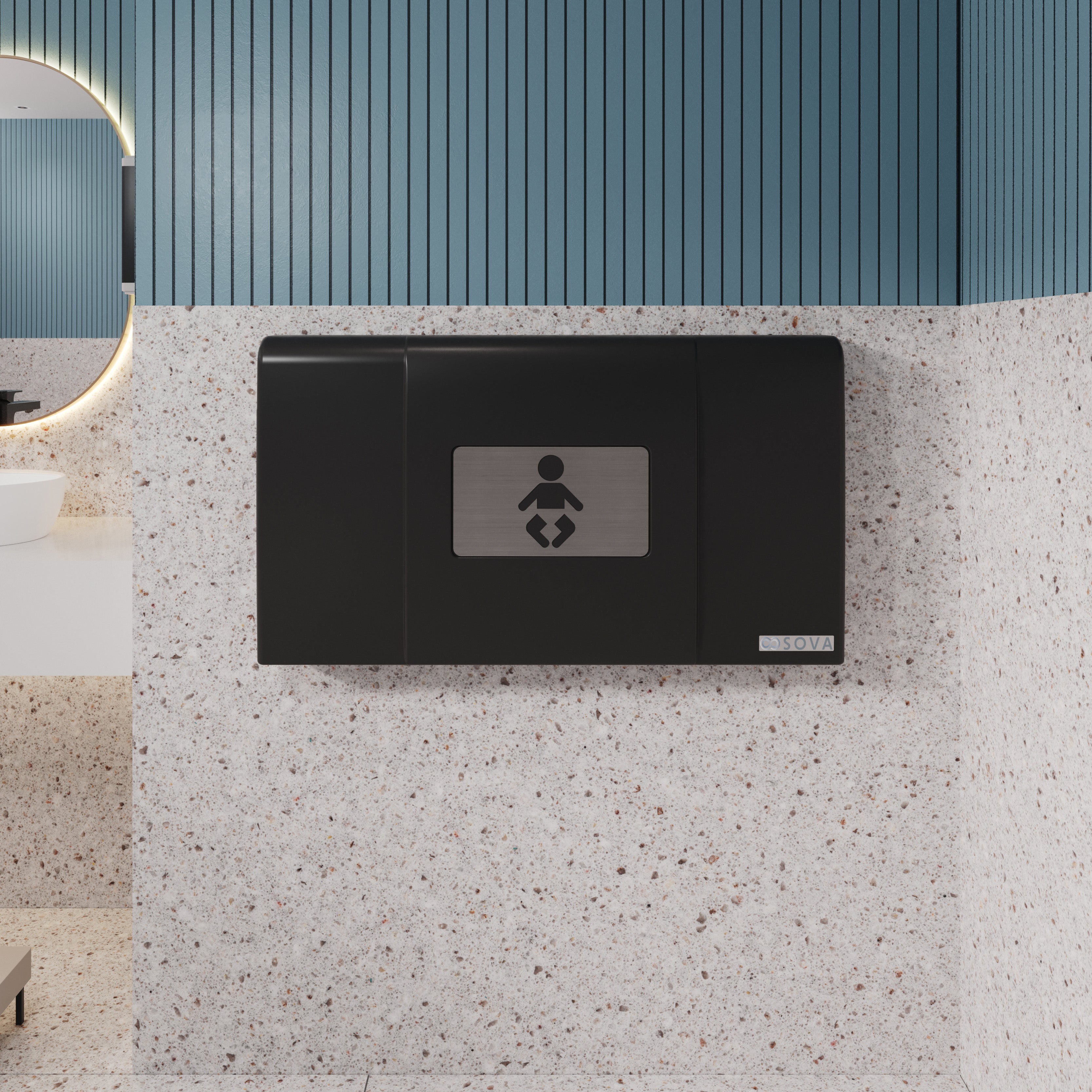 Span Horizontal Baby Changing Station w/ EZ Mount™ Backer Plate - Black