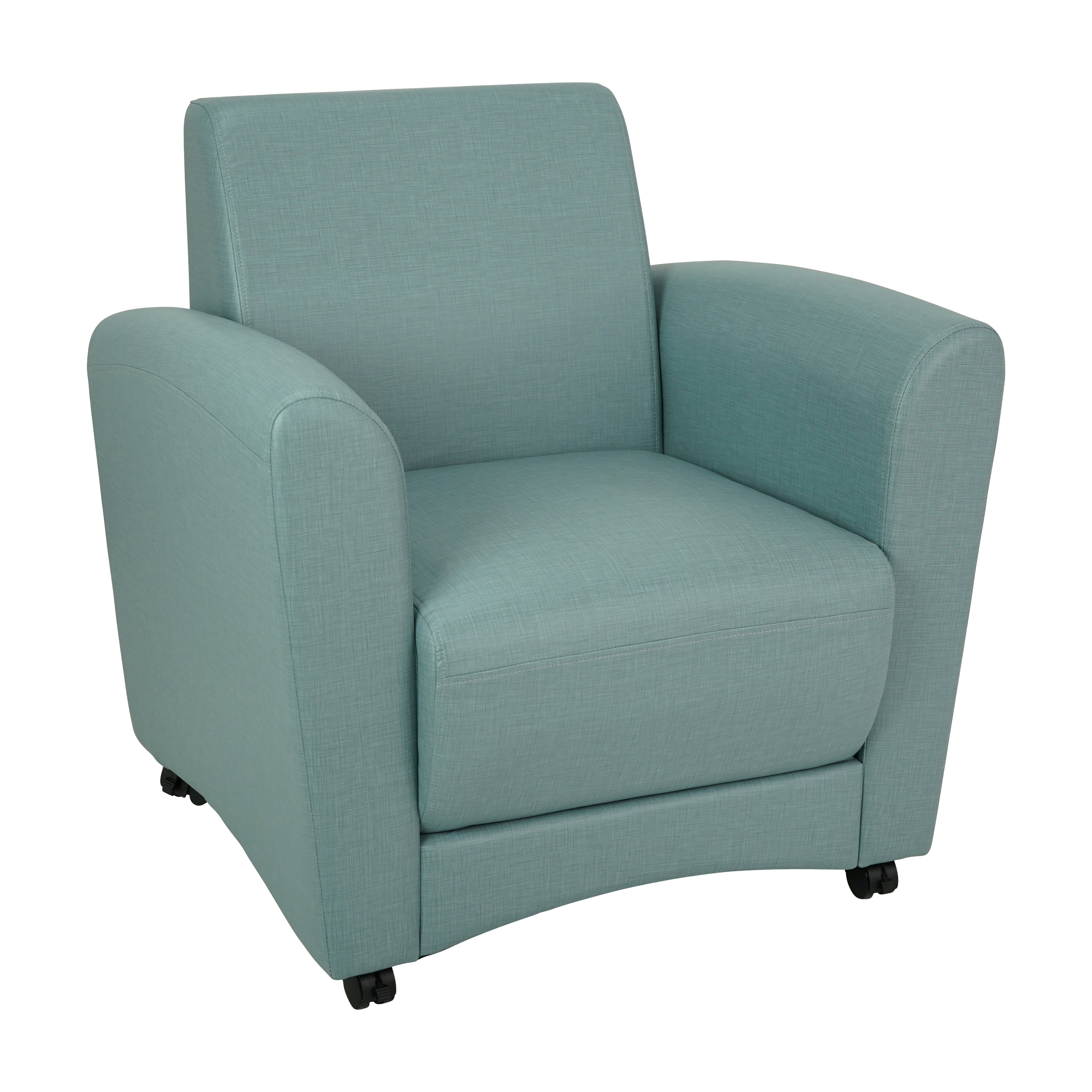 Pro Series Upholstered Mobile Common Area Chair - Sky Blue Crosshatch