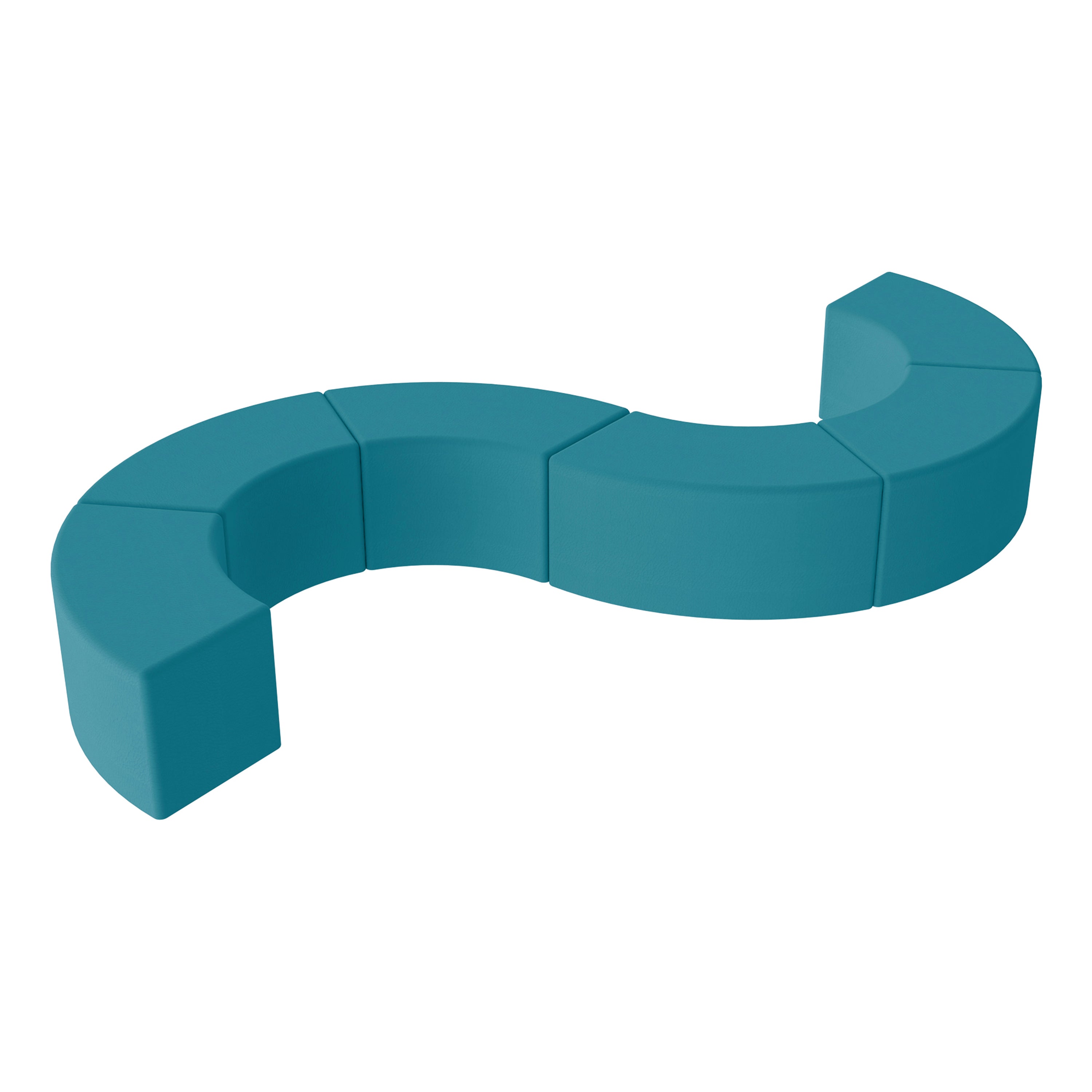 Pro Series Upholstered S Curve Ottoman 18" Height, 6-Piece - Teal
