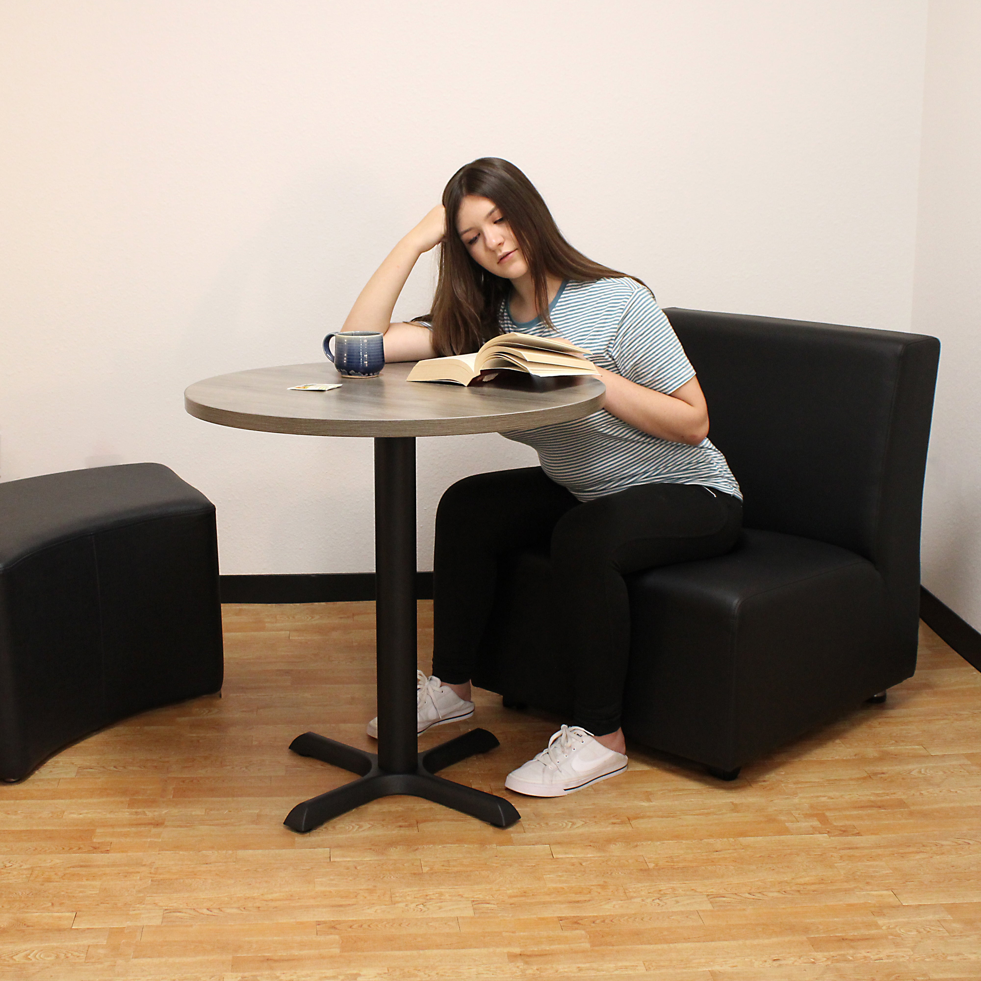 30" Round Cafe Bistro Table - Gray Wood/Black