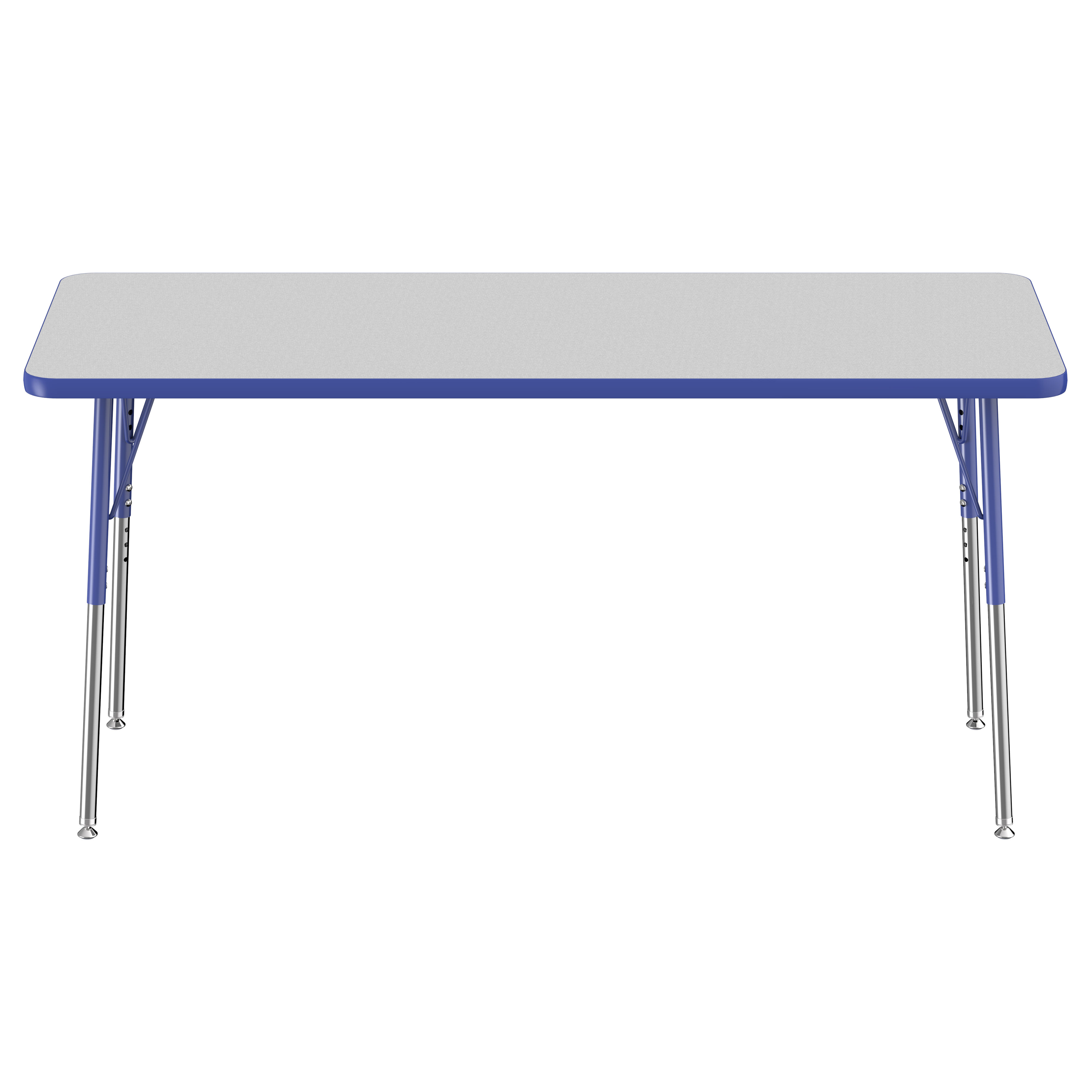 24" x 60" Rectangle T-Molding Activity Table with Adjustable Standard Swivel Glide Legs - Gray/Blue