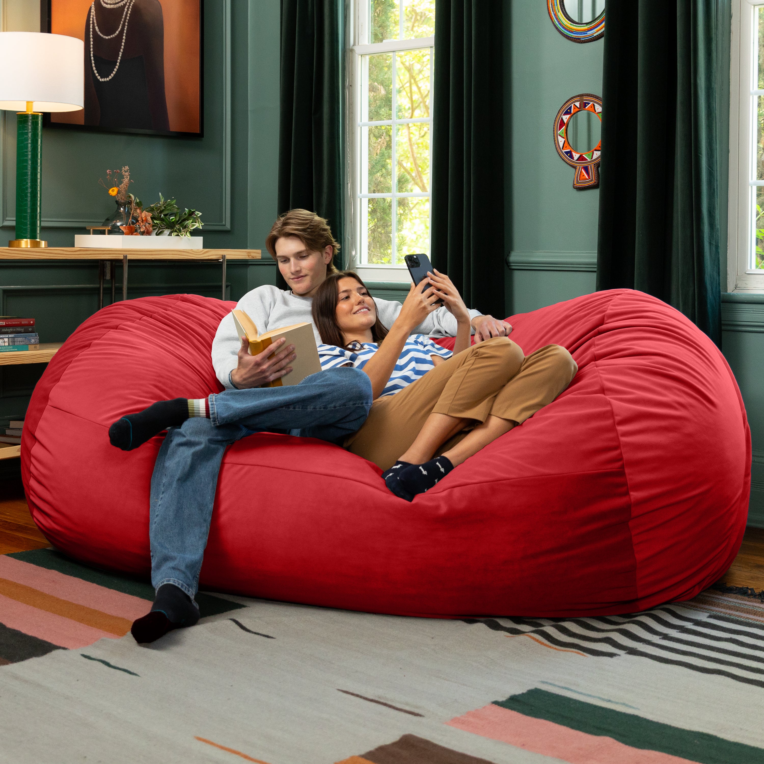 Jaxx Grand Lounger 7 Foot Bean Bag Sofa -Lush Velvet Merlot