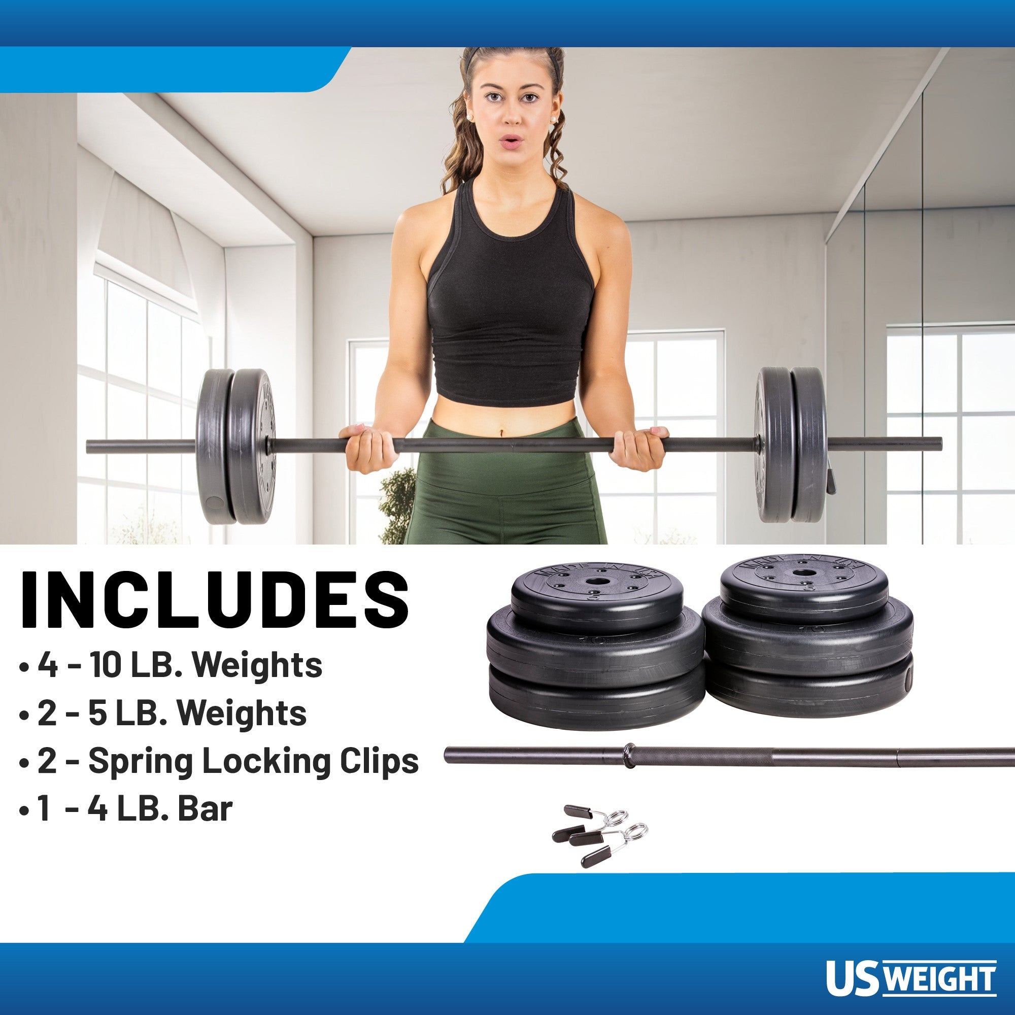Usw 55Lb Aerobic Weight Set With Bar