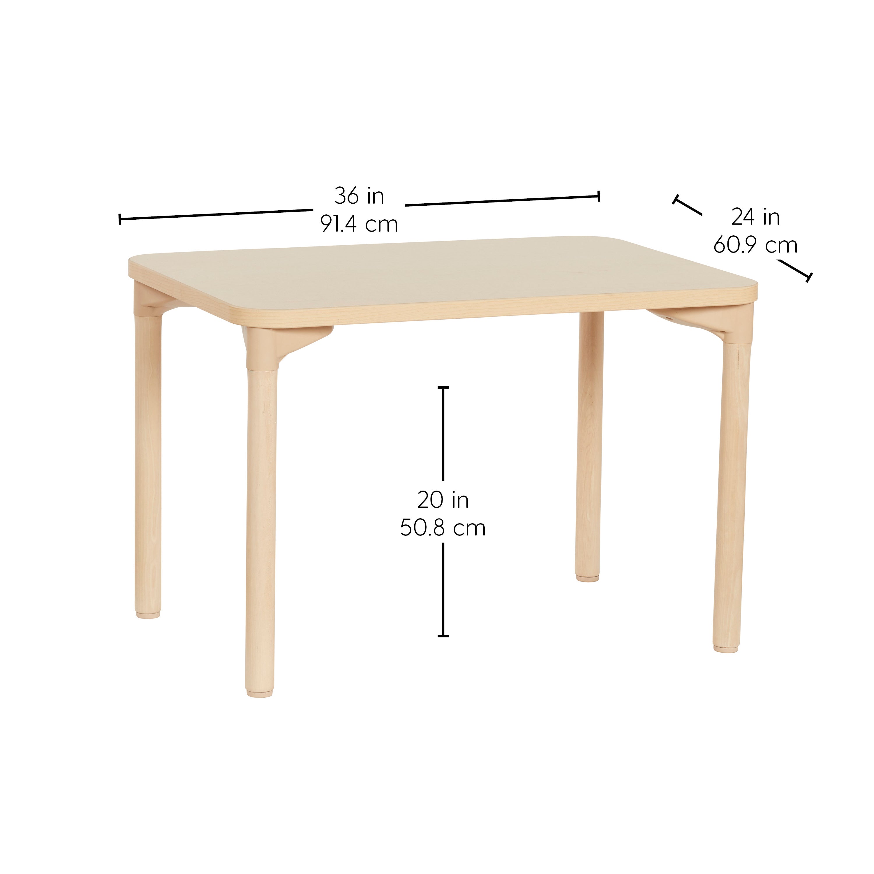 24" x 36" Rectangle All-Purpose Activity Table with 20" Wood Legs