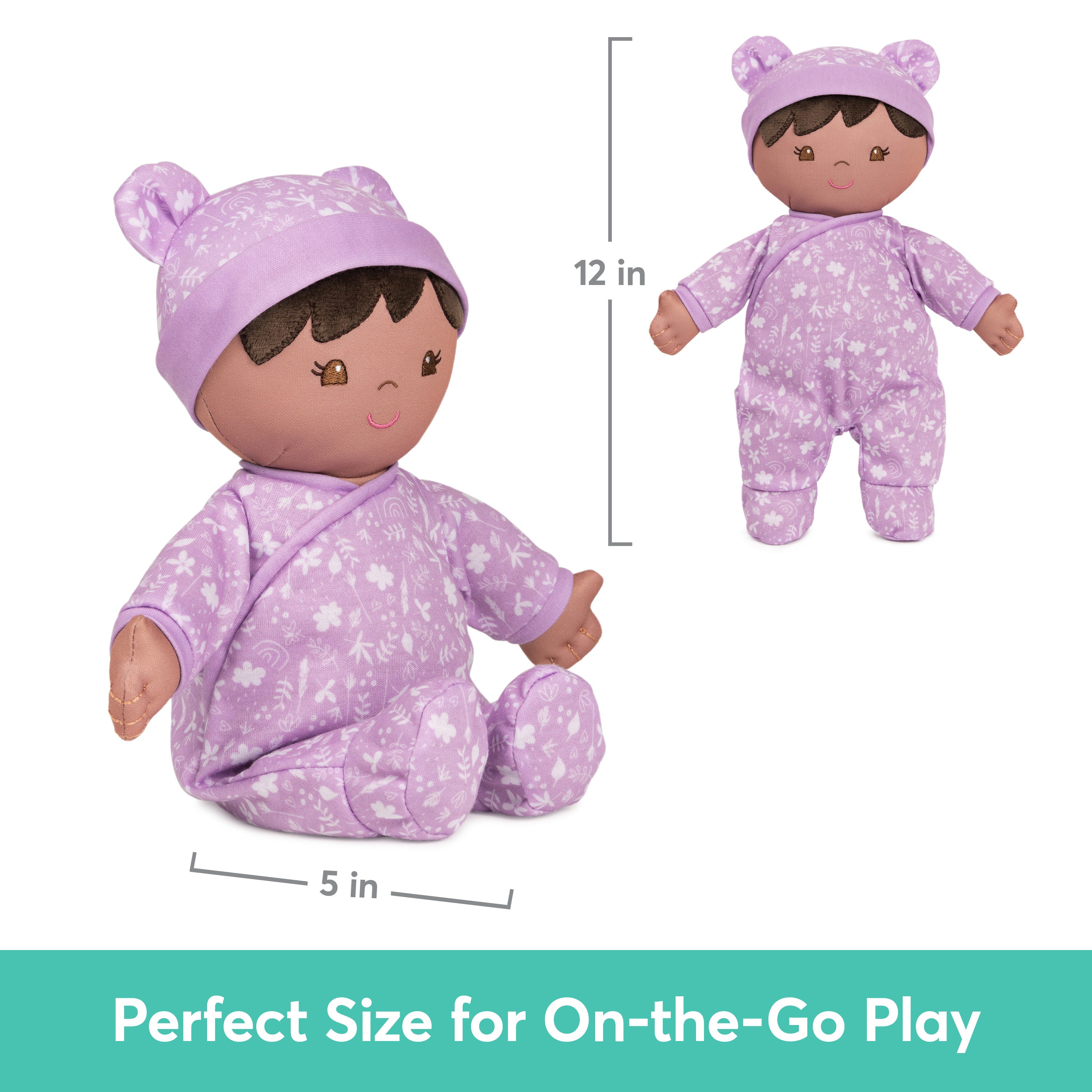 Baby GUND Sustainable Baby Doll, Plush Doll Made from Recycled Materials, For Babies and Newborns, Purple, 12”