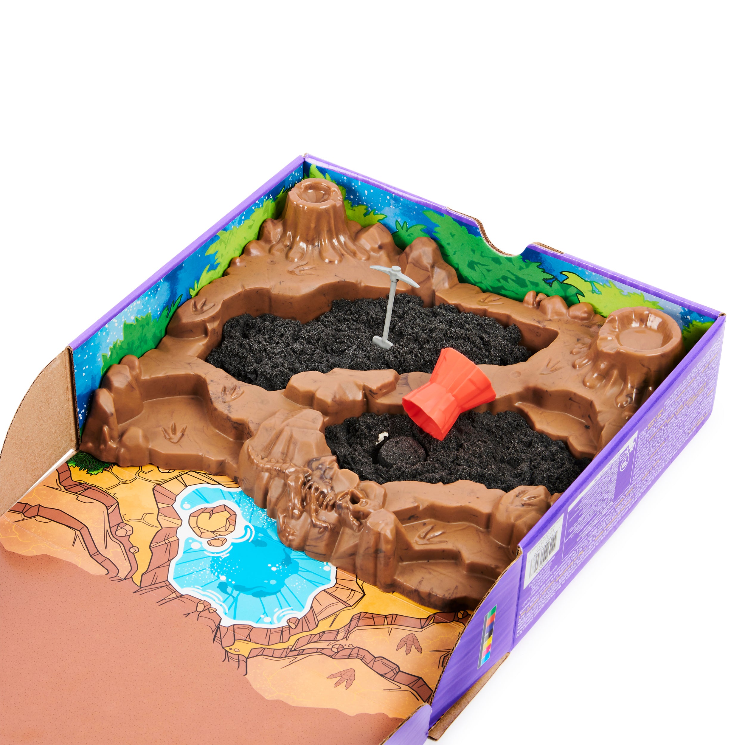 Kinetic Sand, Dino Dig Playset with 10 Hidden Dinosaur Bones, Play Sand Sensory Toys for Kids Aged 6 and up