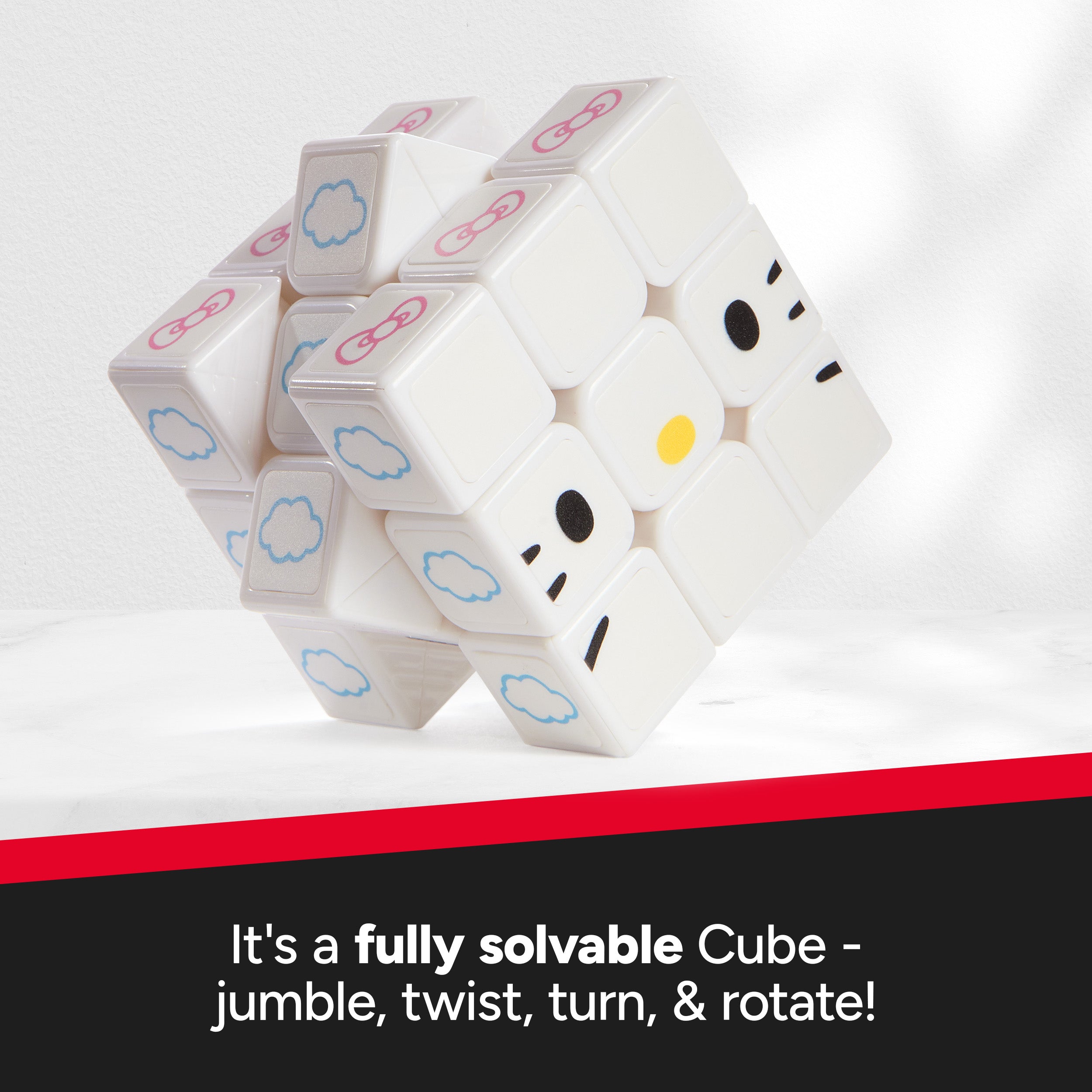 Rubik’s Cube Hello Kitty Cuber, Problem-Solving Challenging Brain Teaser Collectible Sanrio Hello Kitty Fidget Toy, For Adults & Kids Ages 8 and up