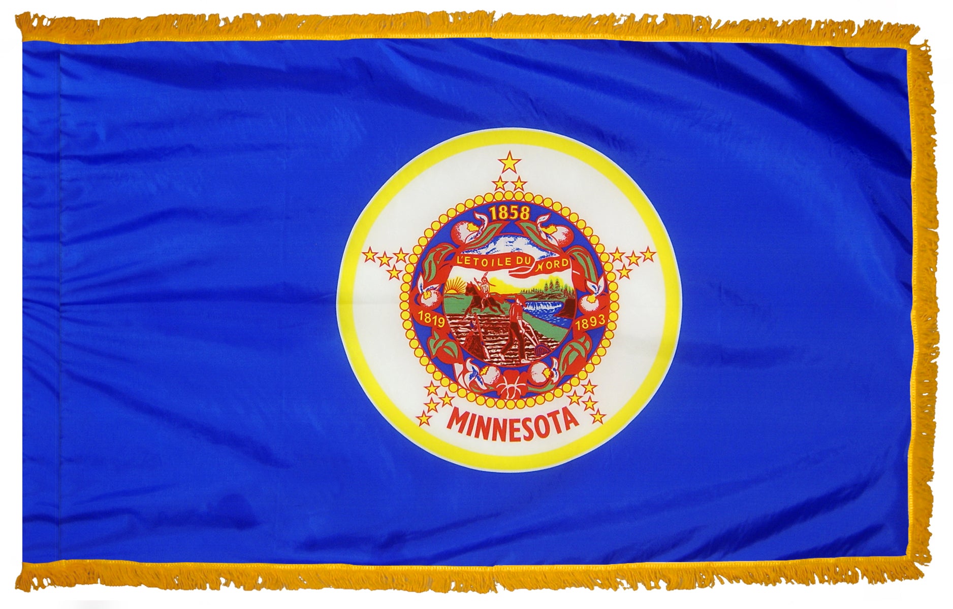 Minnesota State Flag 4x6 ft. Nylon with Pole Sleeve and Gold Fringe for Parades, and Indoor Display