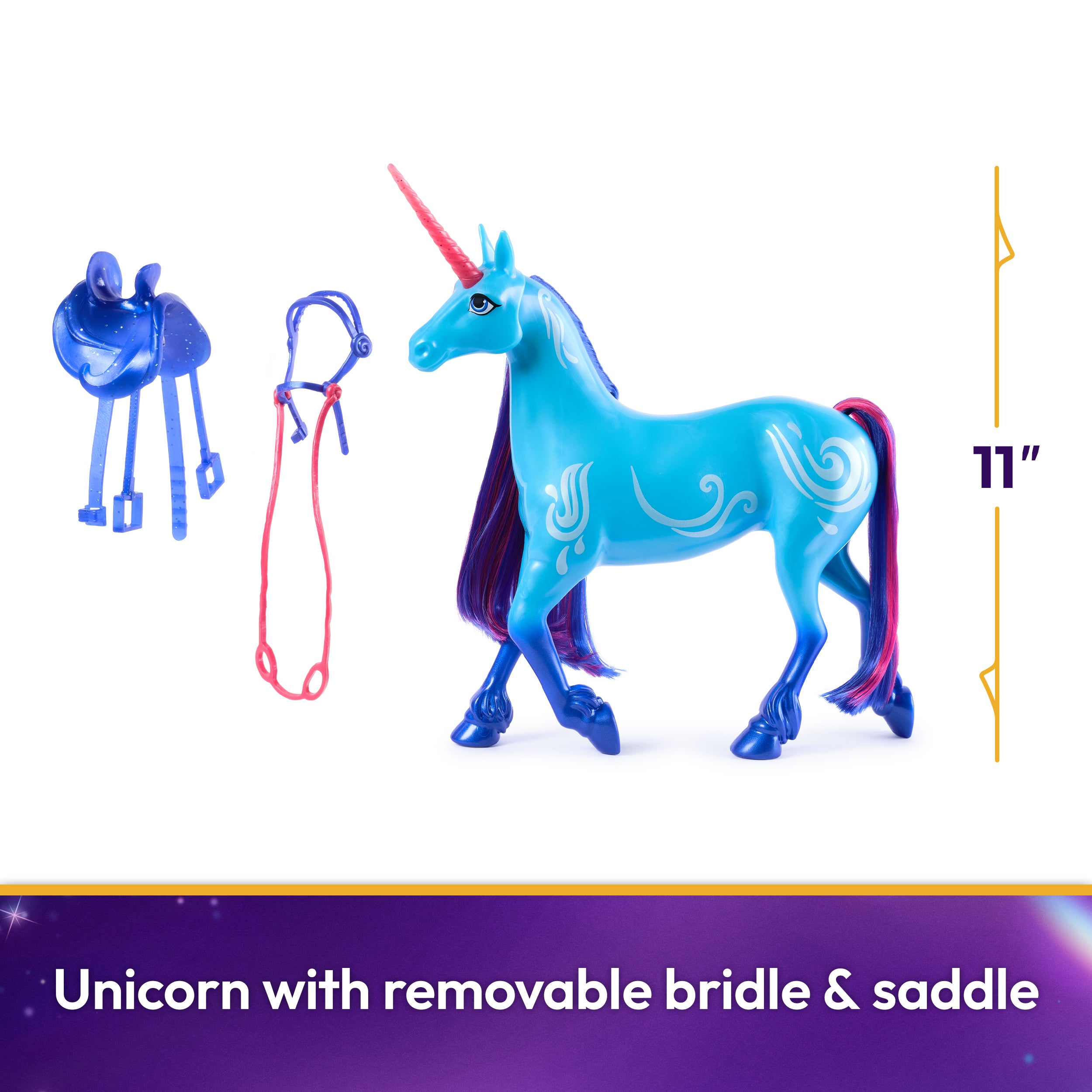 Unicorn Academy, River with 2 Riding Accessories, 11”, Compatible with Isabel, Dolls & Unicorn Toys for Girls Ages 4 and up