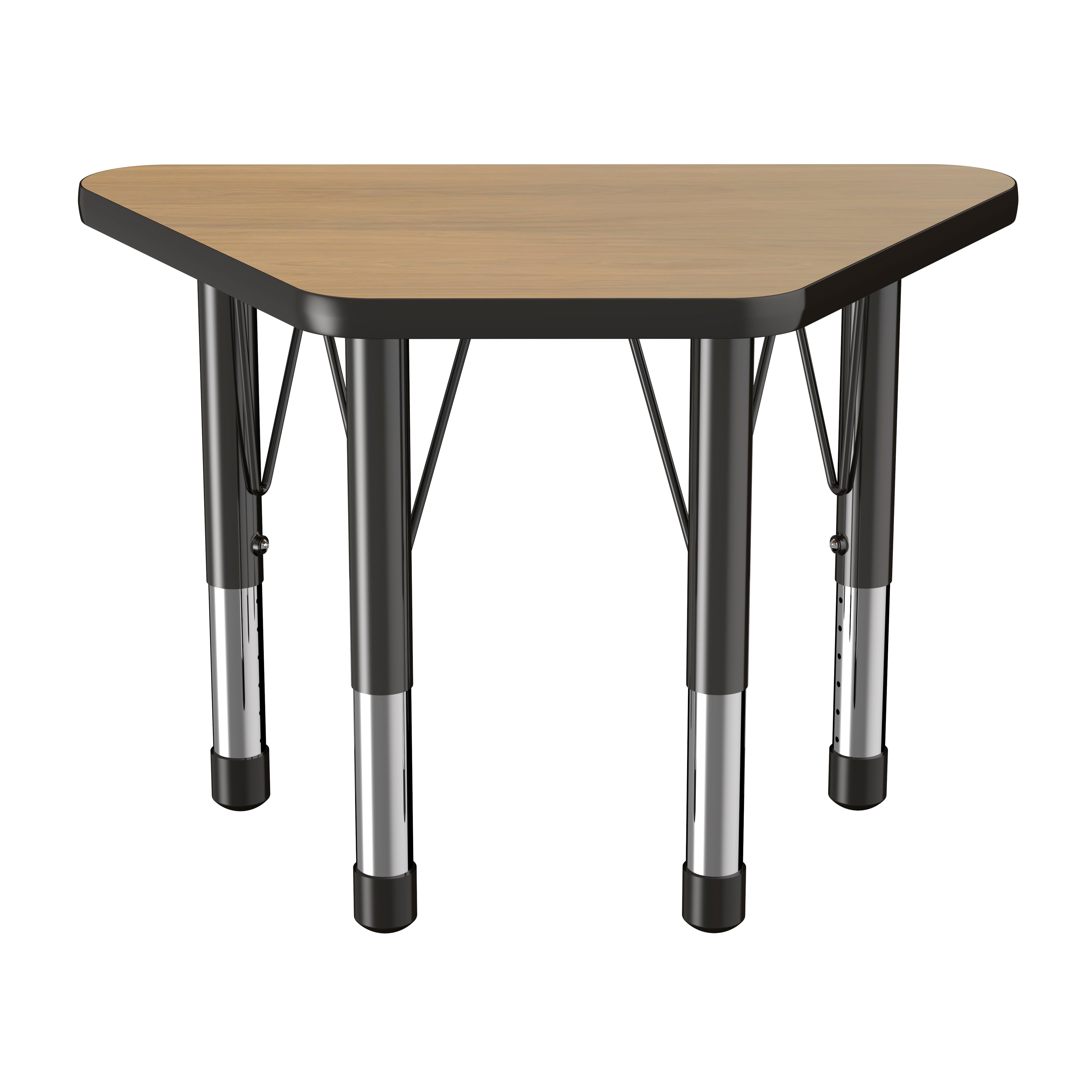 18" x 30" Trapezoid T-Molding Activity Table with Adjustable Chunky Legs - Pasadena Oak/Black