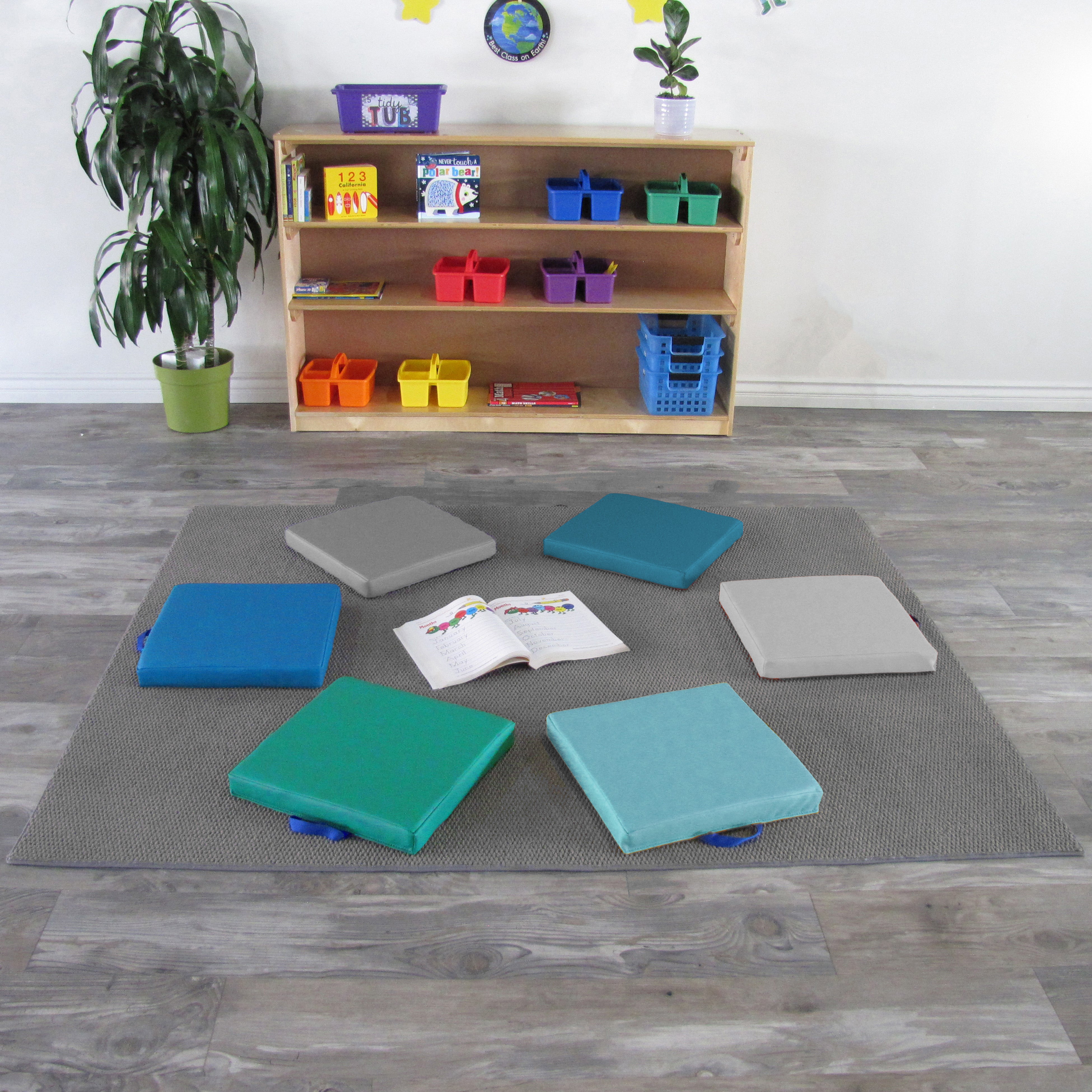 SoftScape 15" Square Floor Cushions, 6-Piece - Contemporary