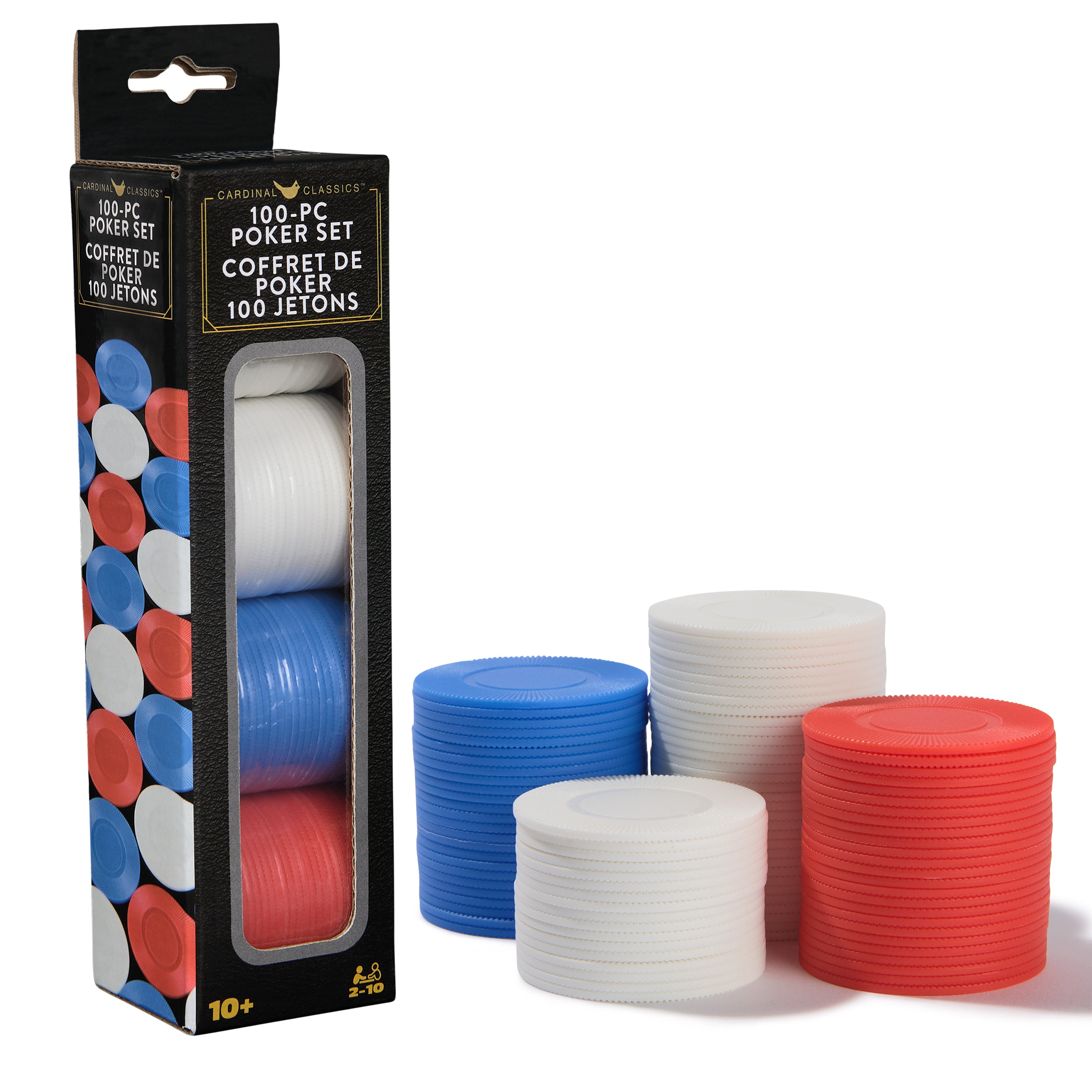 Spin Master Games, Cardinal Classics, 100-Piece Colored Poker Chips Set, for Families and Kids Ages 10 and up