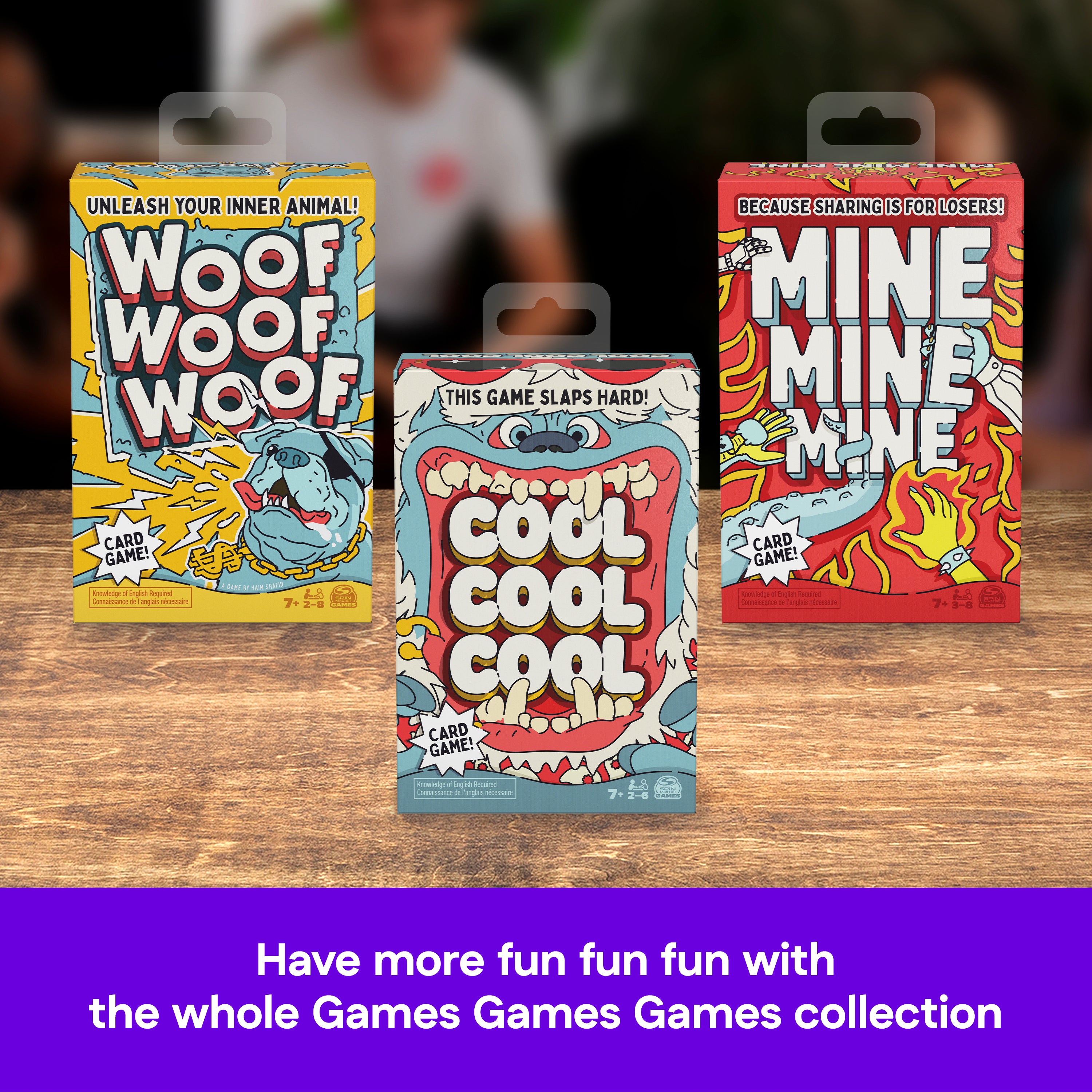Spin Master Games, Woof Woof Woof: A Fast-Paced Classic Matching Card Game Battle Featuring Hilarious Animal Sounds , Fun Activity for Teens, Adults & Family Game Night, 2-8 Players, for Ages 7 & Up