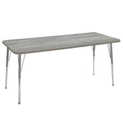 30" x 72" Rectangle La Madera Activity Table with Standard Legs - Light Gray Wood/Silver