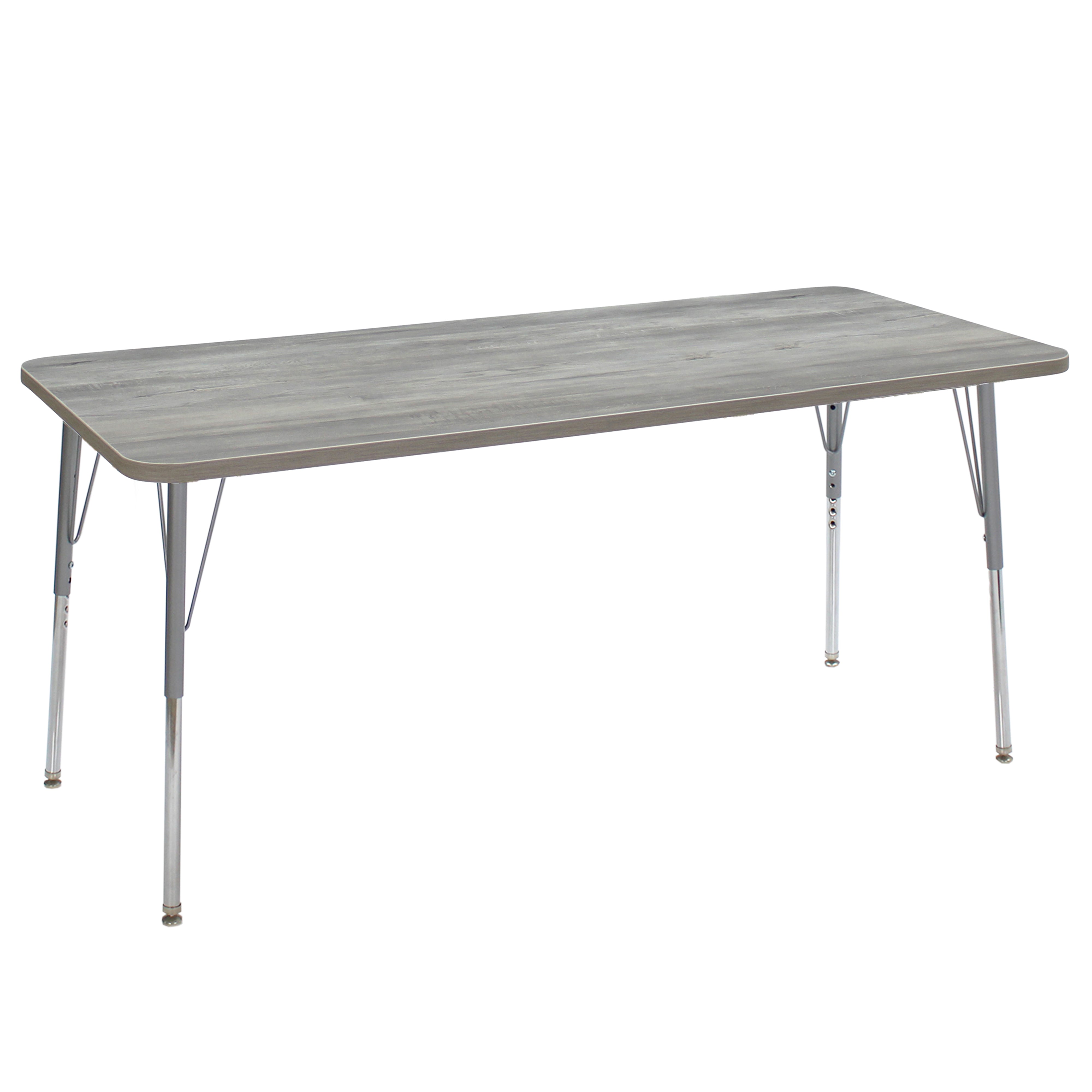30" x 72" Rectangle La Madera Activity Table with Standard Legs - Light Gray Wood/Silver