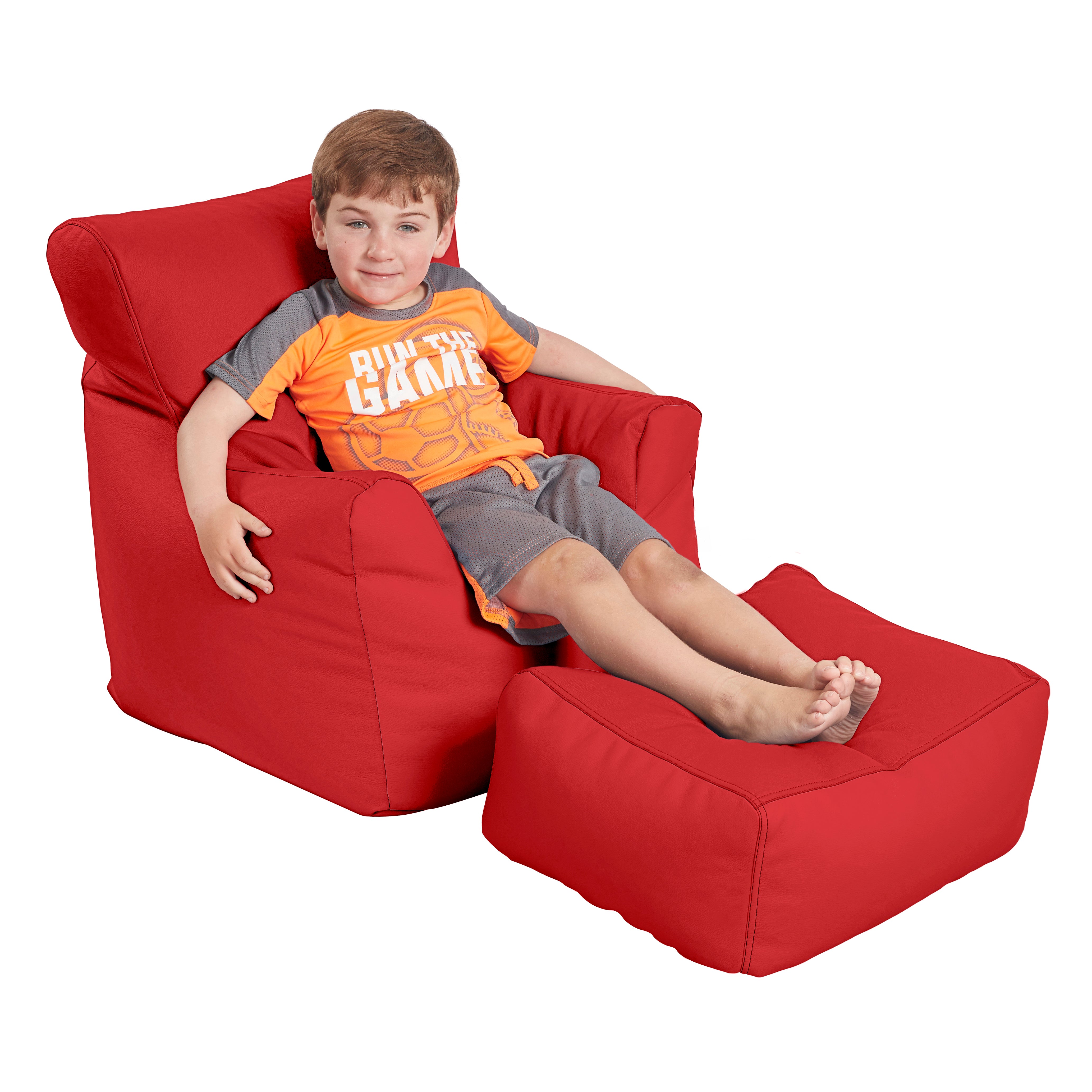 SoftScape Bean Bag Chair and Ottoman - Red