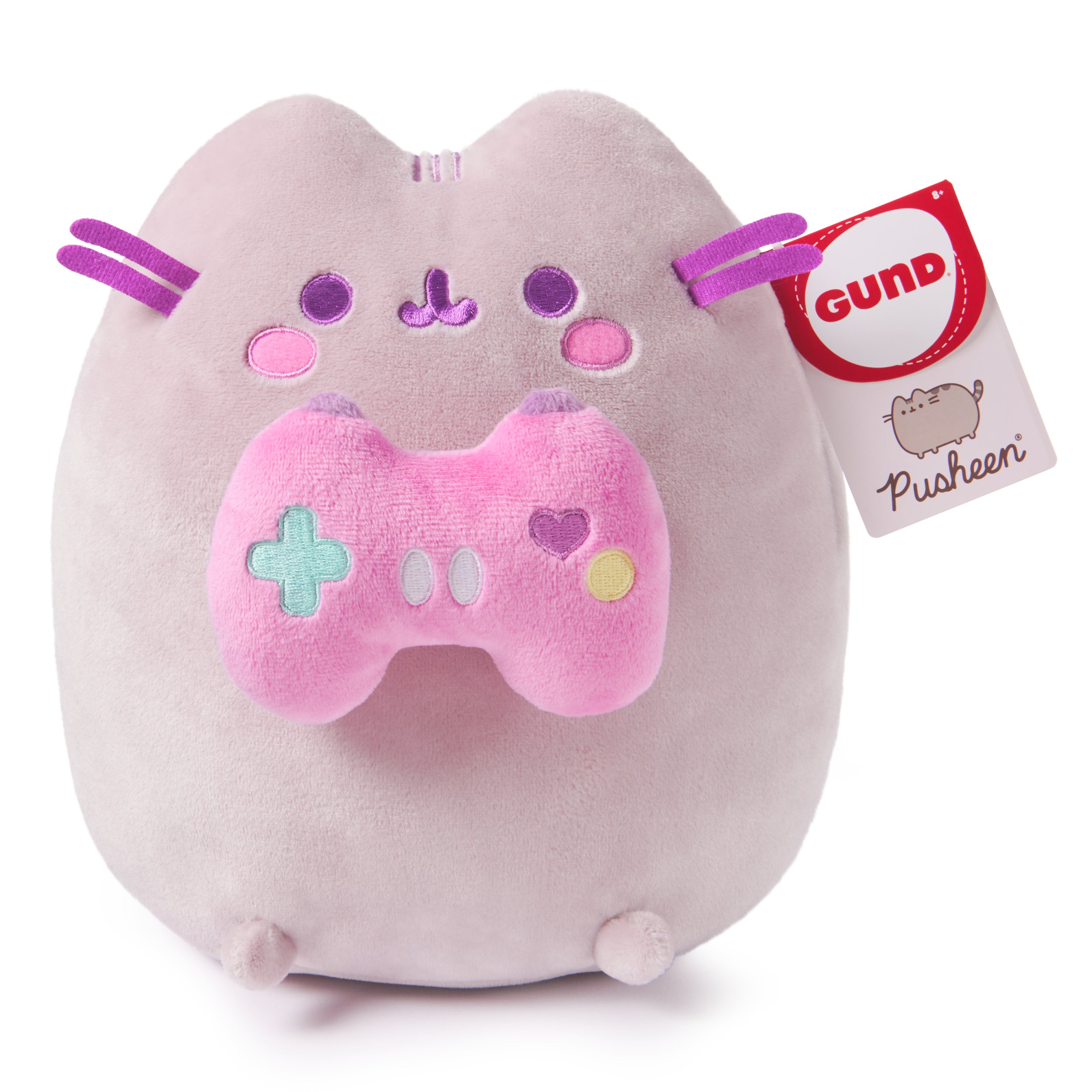 GUND Pusheen Gamer Plush, Squishy Toy, Collectible Plush Toy, Gaming Decor, Stuffed Animal for Ages 8 and Up, Gray, 9.5”