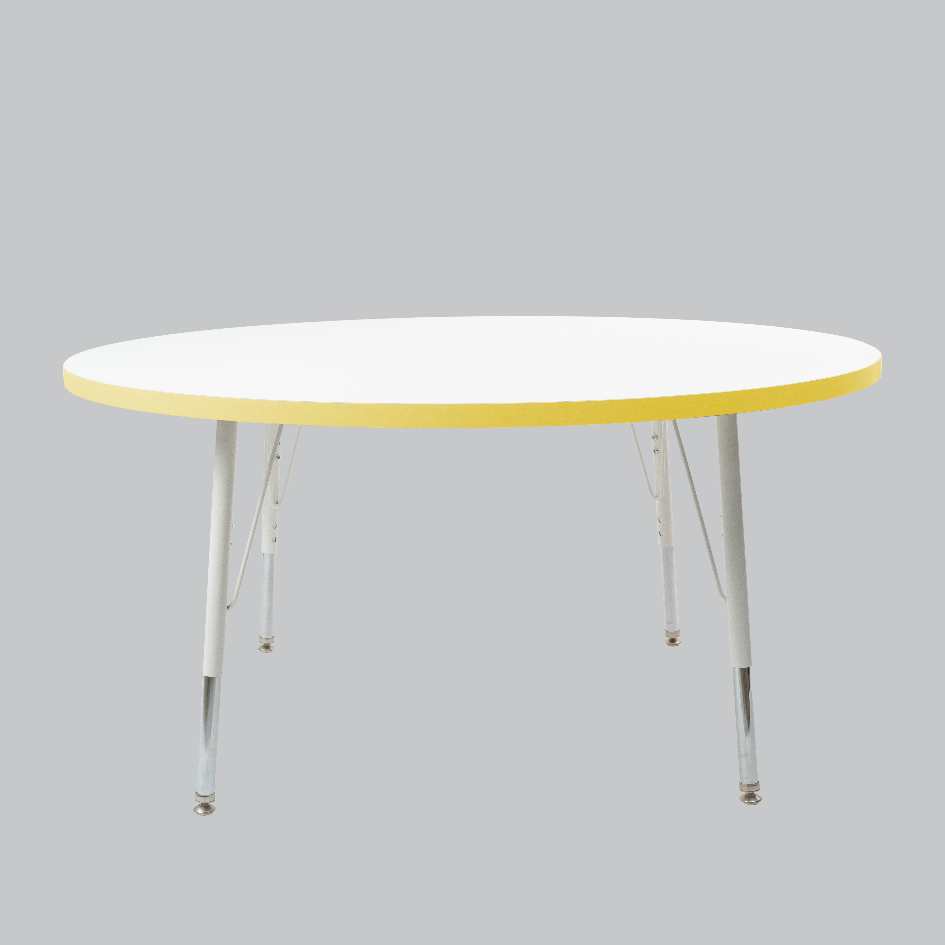 48" Round Thermofused Activity Table with Adjustable Standard Swivel Glide Legs - White/Squash/White