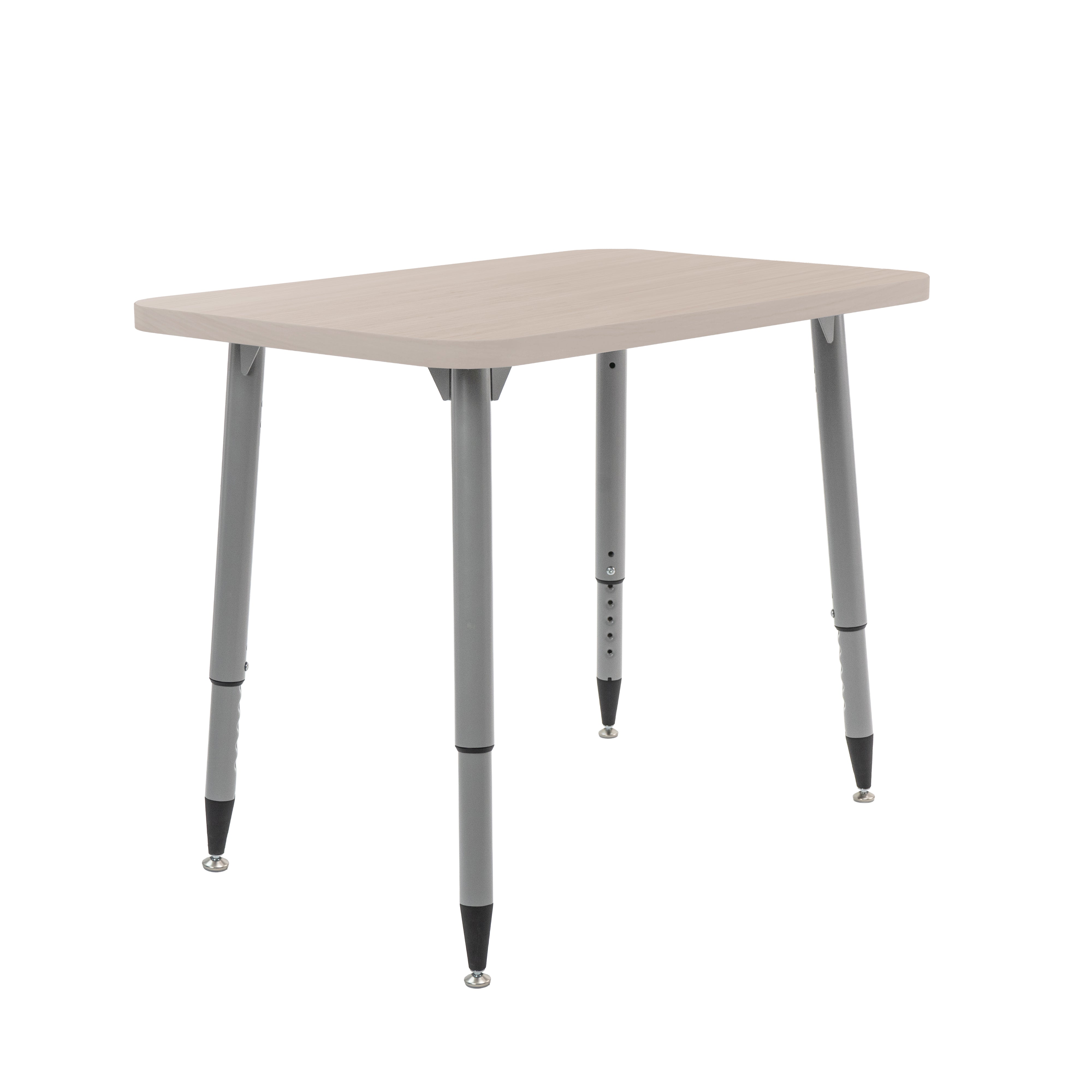 Adapte 24" x 36" Rectangle Woodgrain Activity Table with Adjustable Tapered Legs - Asian Sand/Silver