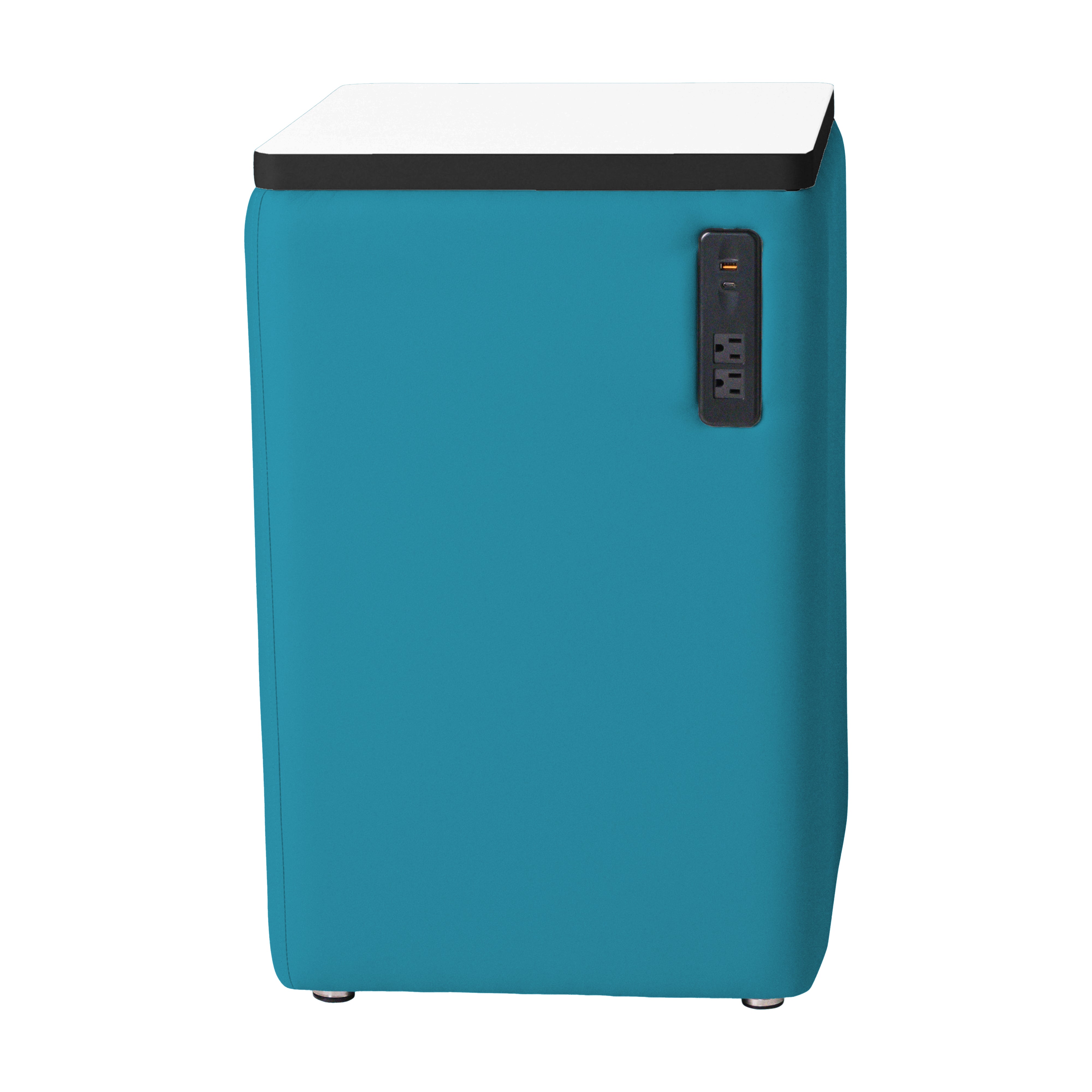 Pro Series Upholstered 18" x 18" Square Dry-Erase Ottoman Table with Tech Panel 28" Height - Teal/Whiteboard
