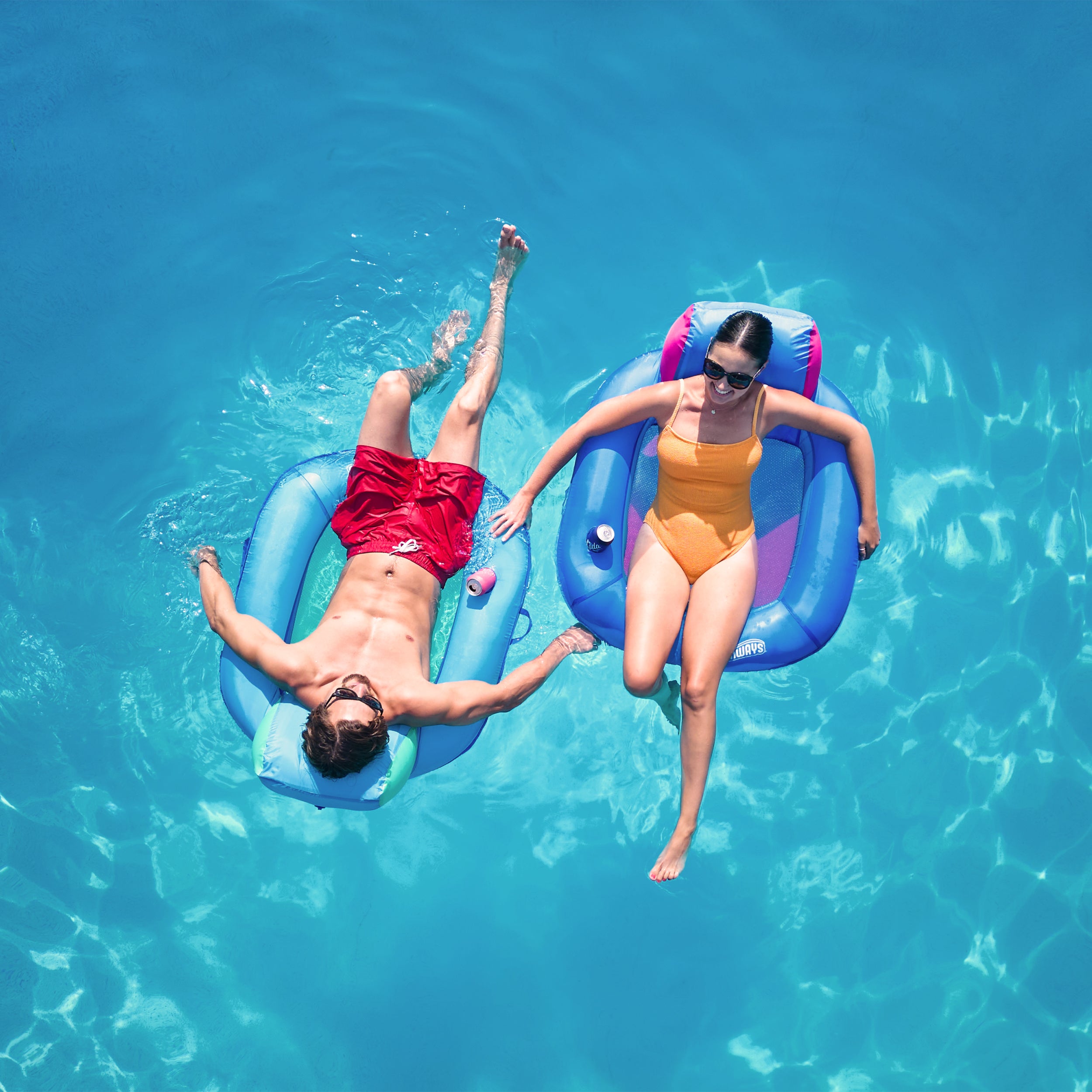 SwimWays Spring Float Premium SunSeat Inflatable Floating Chair with Hyper-Flate Valve, Blue