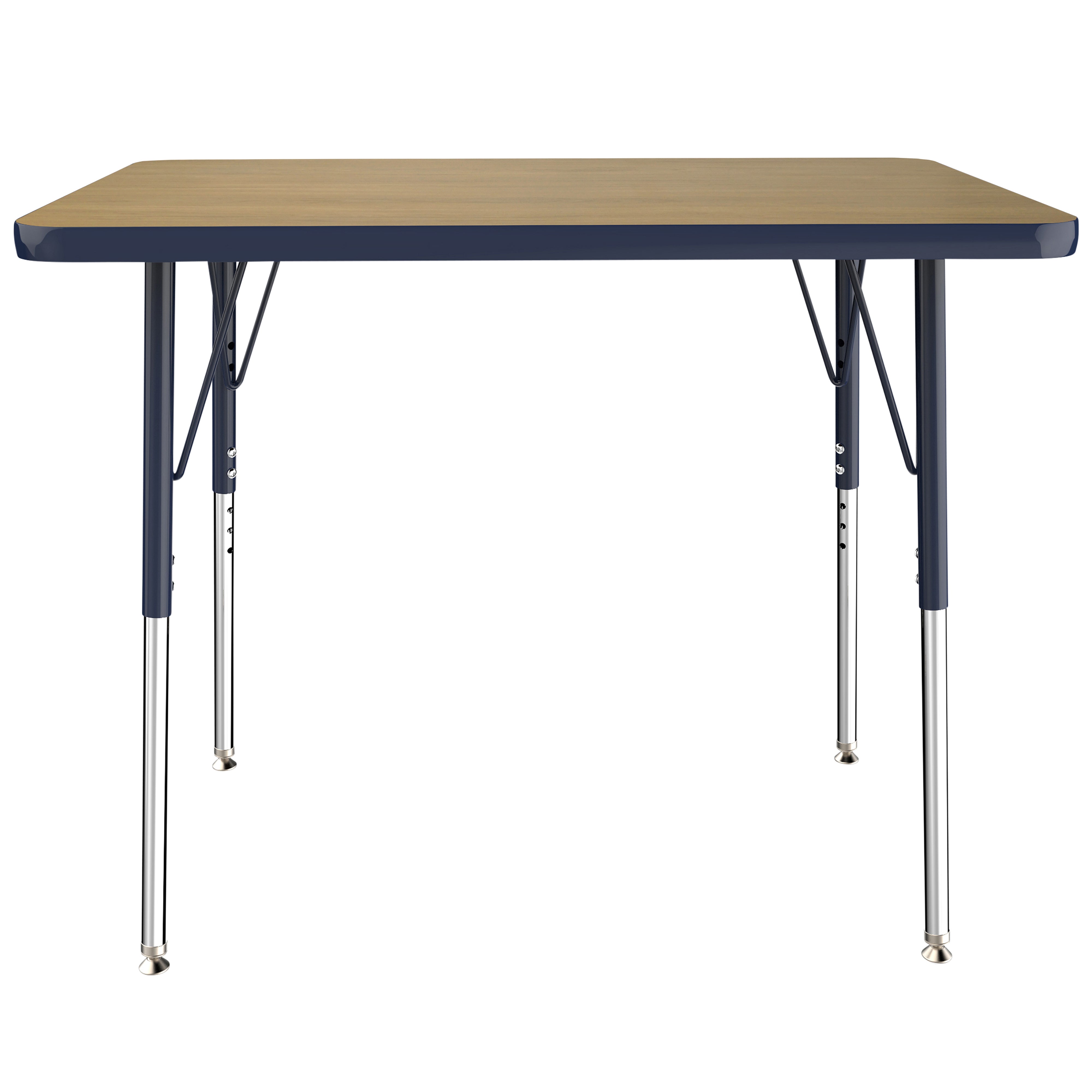 24" x 36" Rectangle T-Molding Activity Table with Adjustable Standard Swivel Glide Legs - Pasadena Oak/Navy