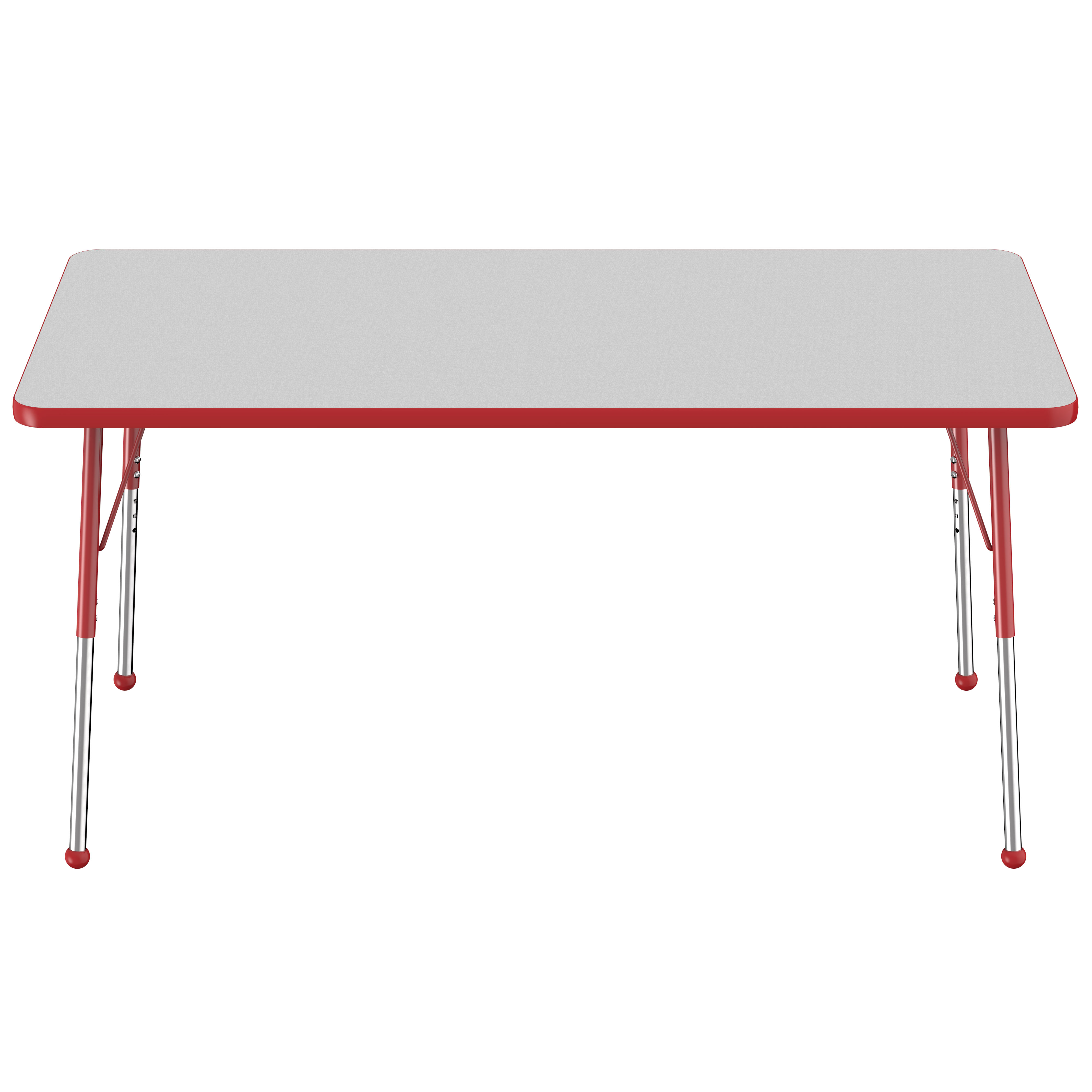 36" x 60" Rectangle T-Molding Activity Table with Adjustable Standard Ball Glide Legs - Gray/Red