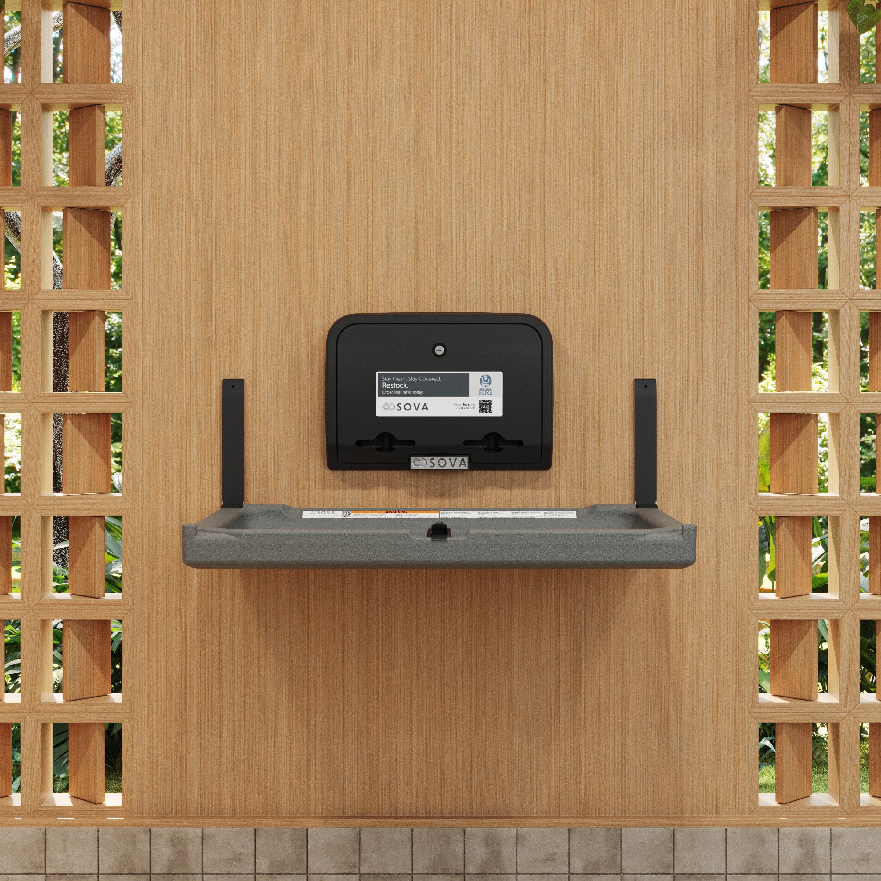 Element Horizontal Changing Station w/ Black Liner Dispenser - Dark Gray