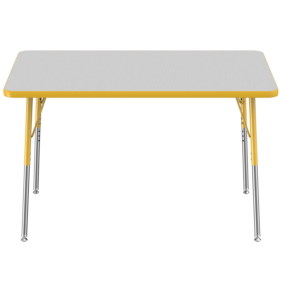 30" x 48" Rectangle T-Molding Activity Table with Adjustable Standard Swivel Glide Legs - Gray/Yellow