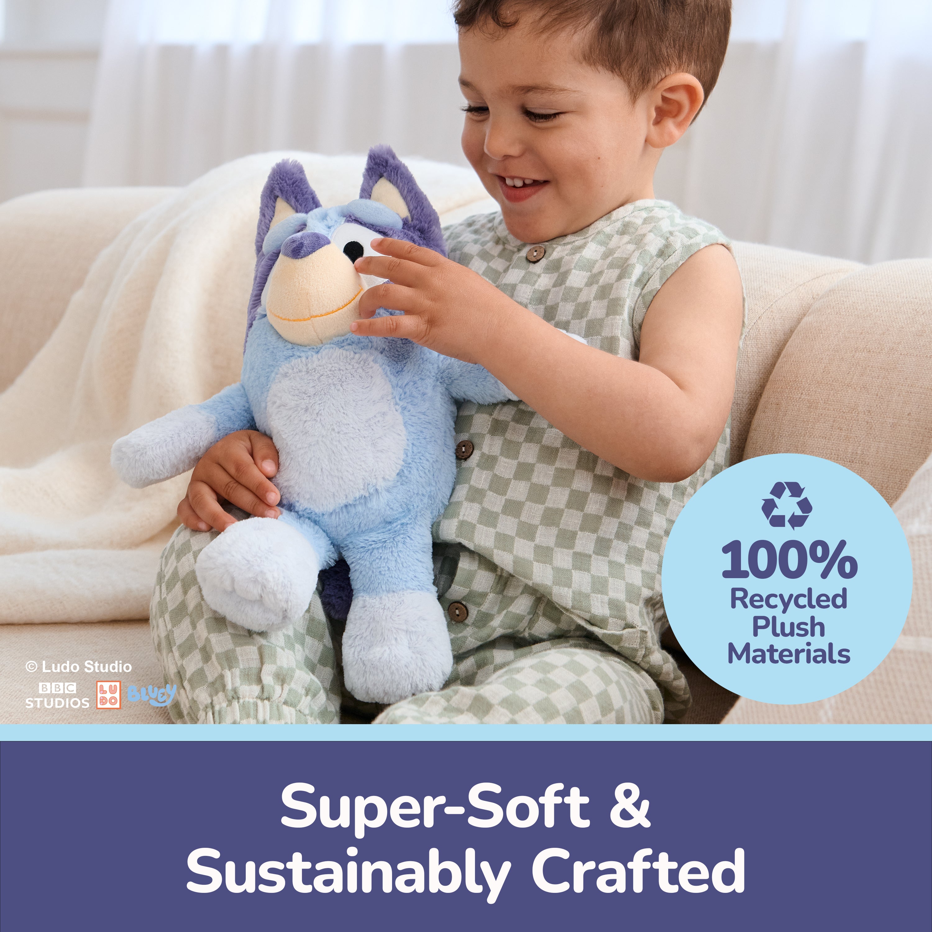 GUND Bluey Sustainably Soft Plush, Made with Recycled Materials, Stuffed Animals for Kids & Toddlers, Blue, 13”