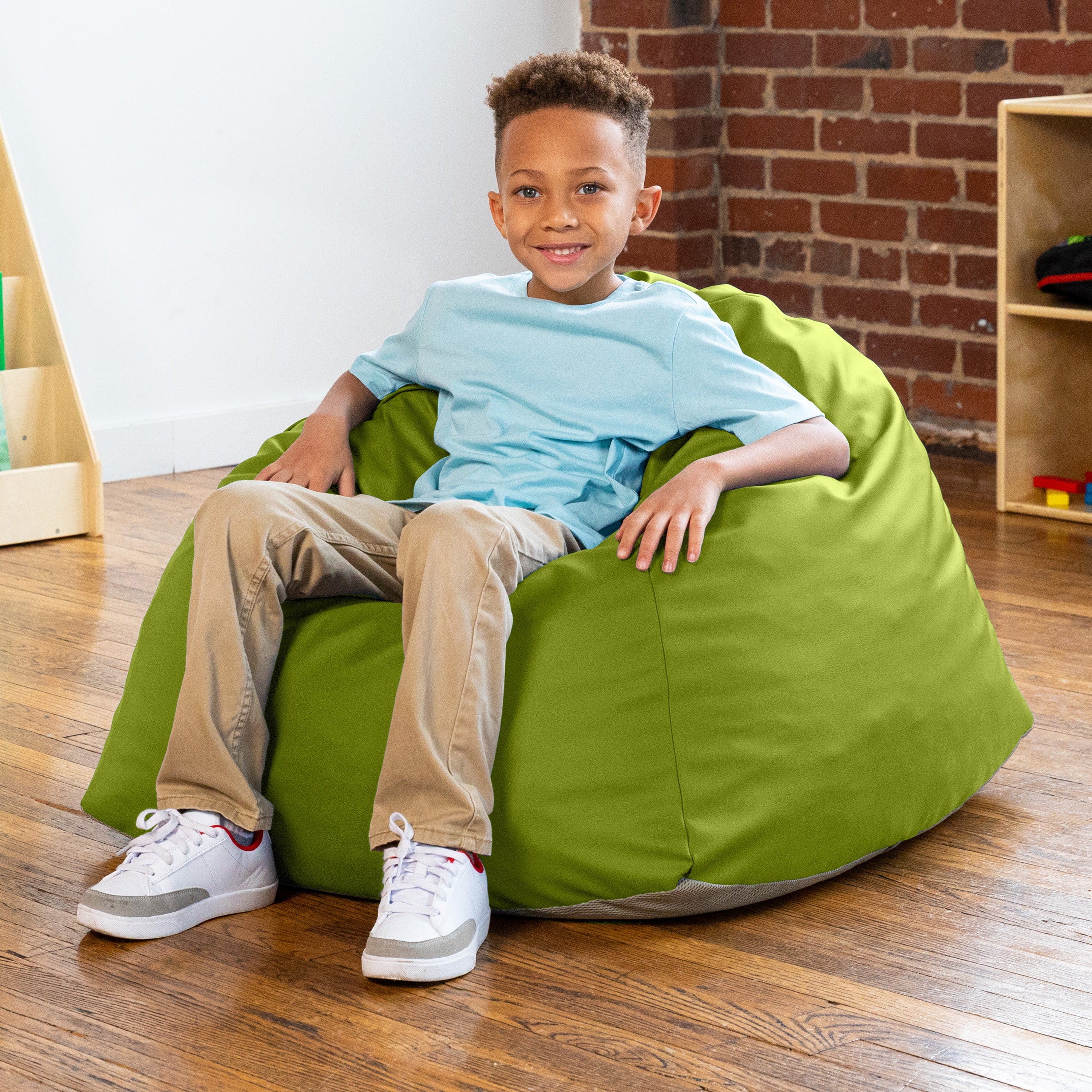 Jaxx Gumdrop Jr. Kids Bean Bag for Early Childhood & Educational Environments, Premium Vinyl - Green