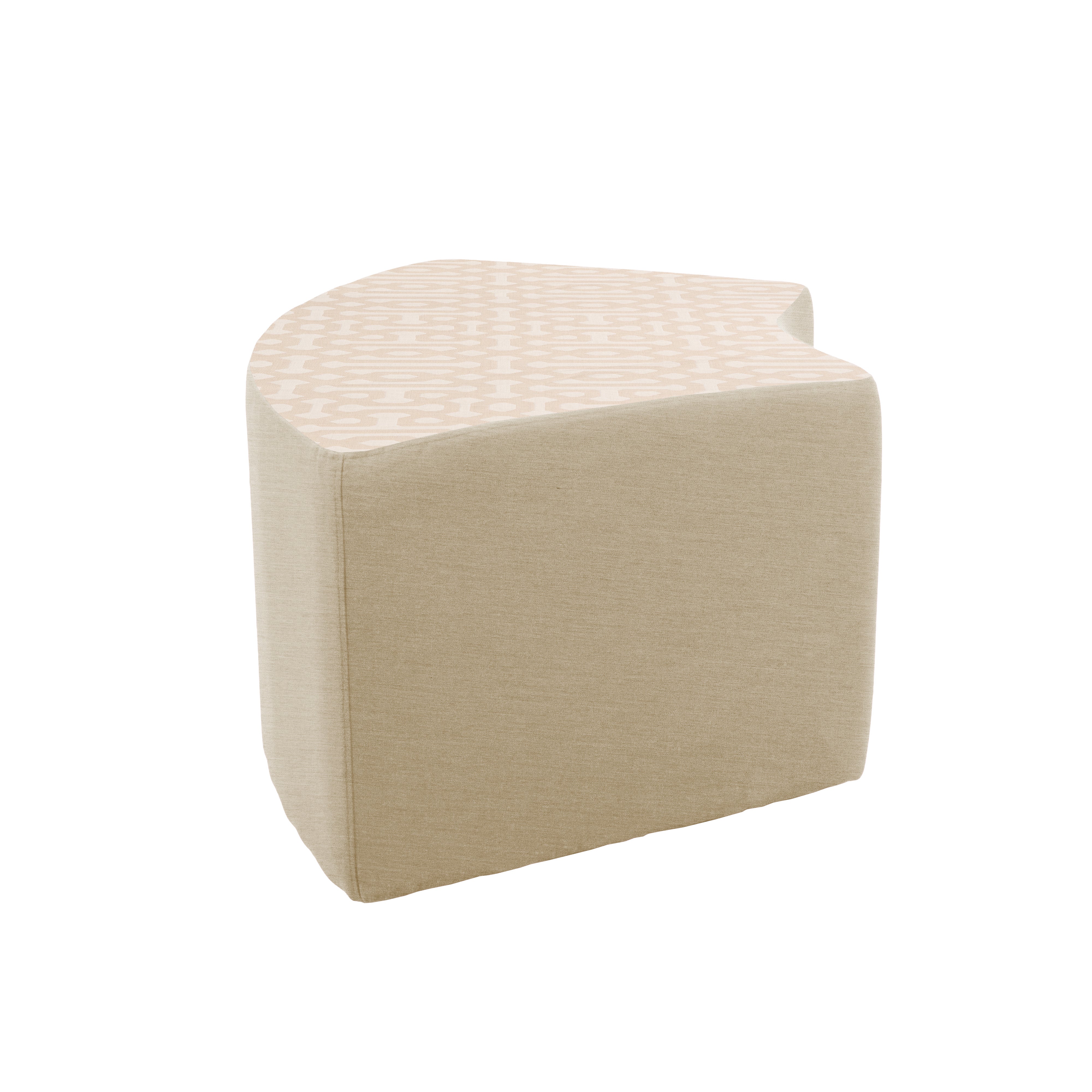 Outdoor 24" x 48" S-Curve Ottoman with Sunbrella, 18" H - Fretwork Flax/Spectrum Sand