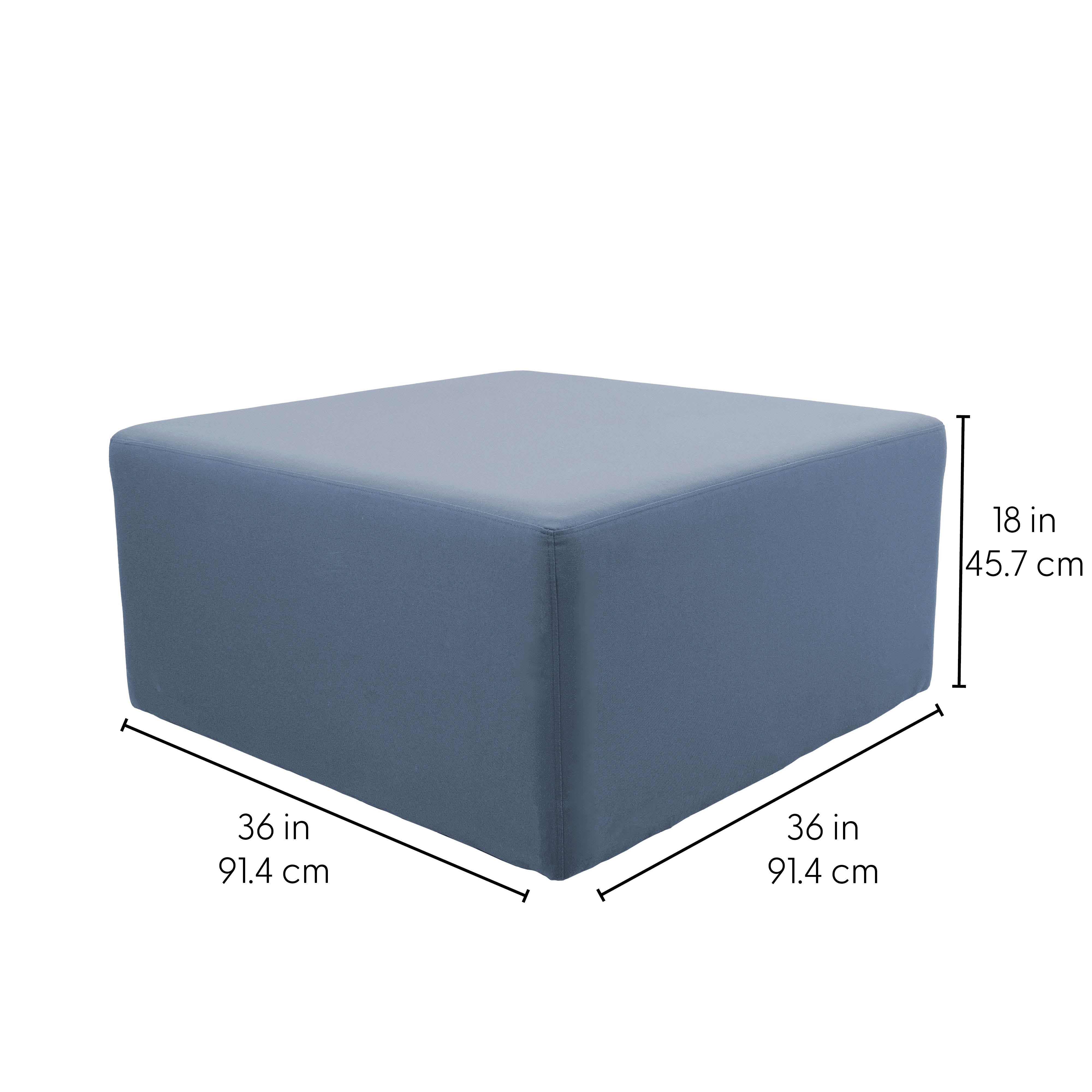 Outdoor 36" Square Ottoman with Sunbrella®, 18" H - Canvas Haze