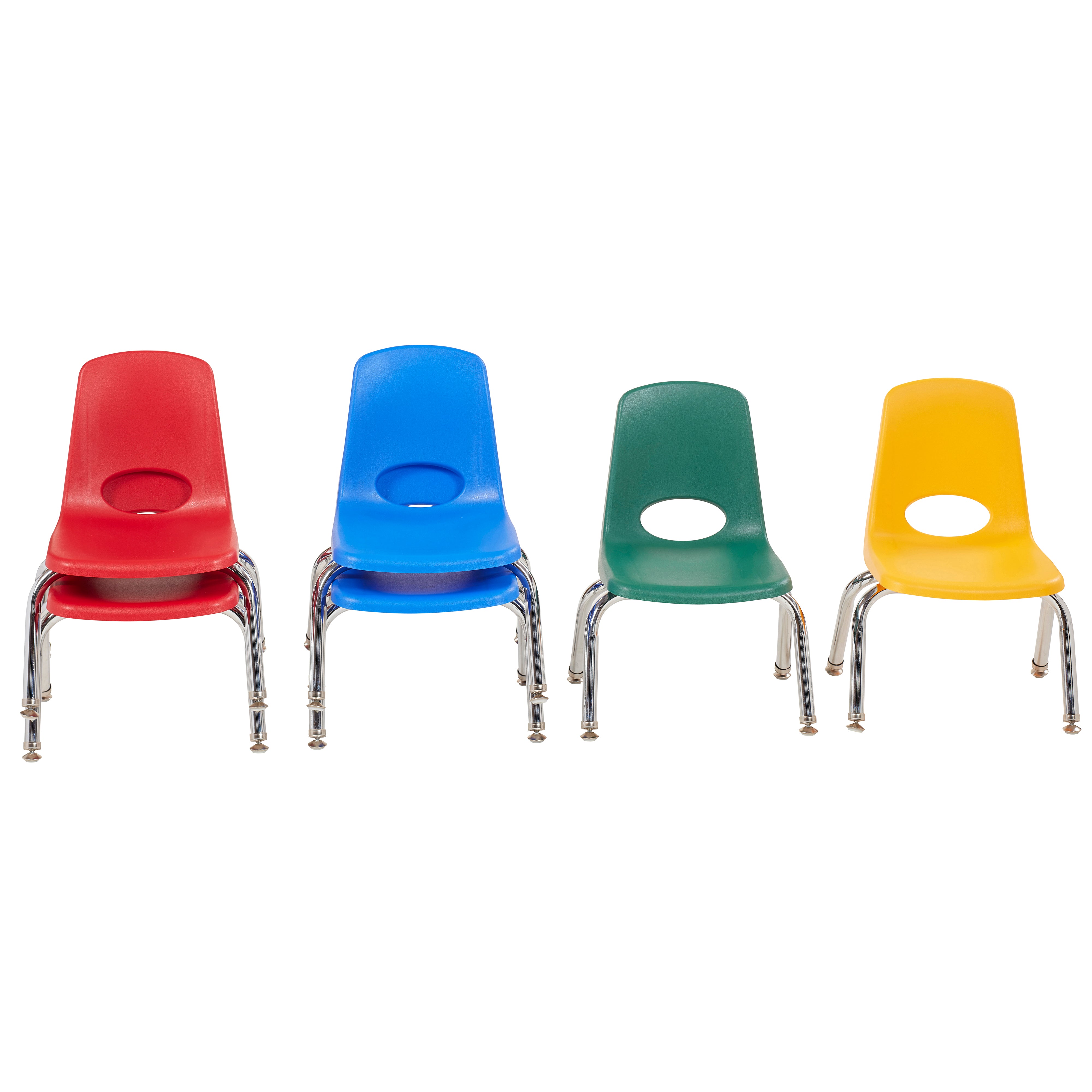 10" Stack Chair with Swivel Glides, 6-Piece - Assorted