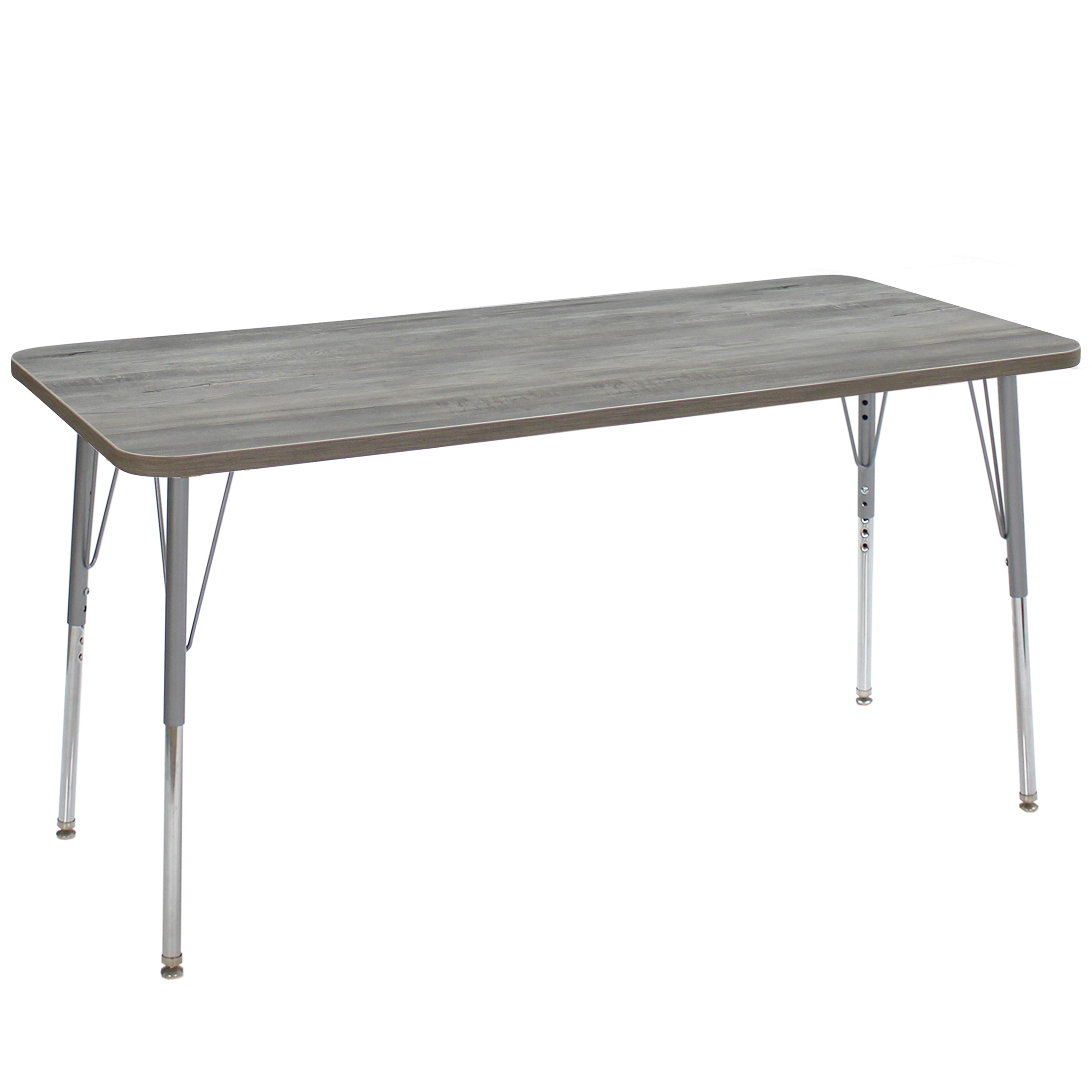 24" x 60" Rectangle La Madera Activity Table with Standard Legs - Light Gray Wood/Silver
