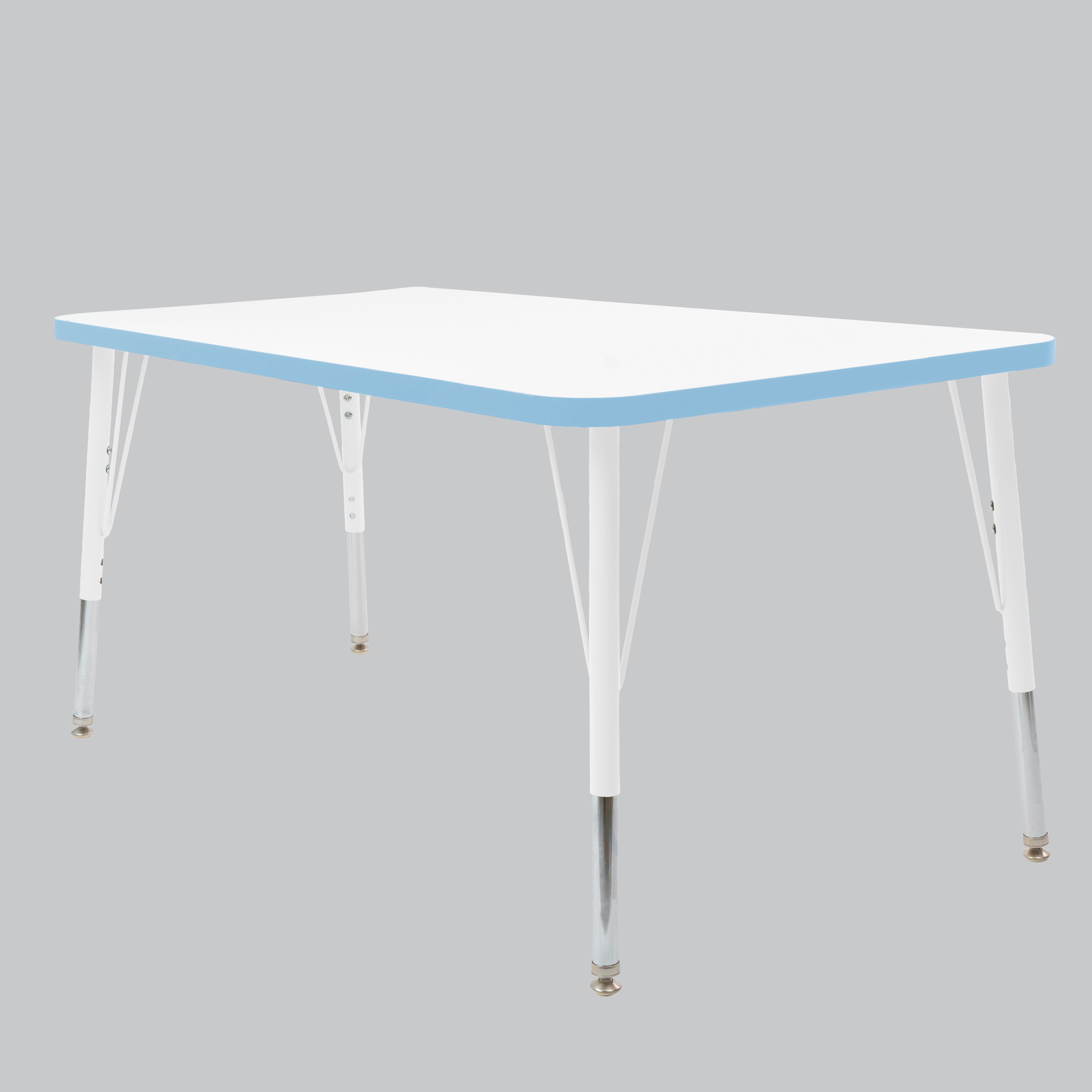 30" x 48" Rectangle Thermofused Activity Table with Adjustable Standard Swivel Glide Legs - White/Powder Blue/White