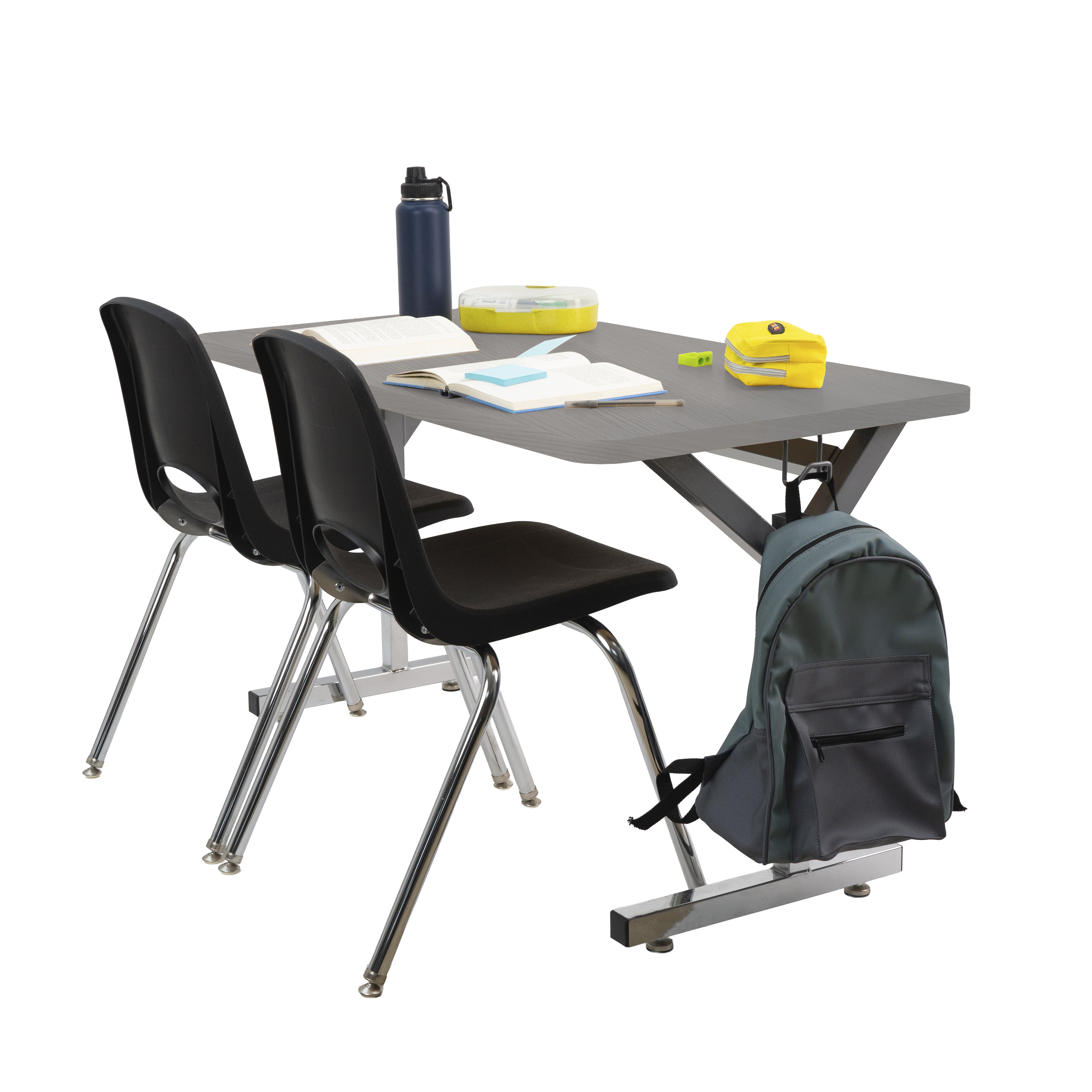 20" x 48" Rectangle Thermofused Table Desk with Adjustable Y-Frame - Light Gray Wood/Silver