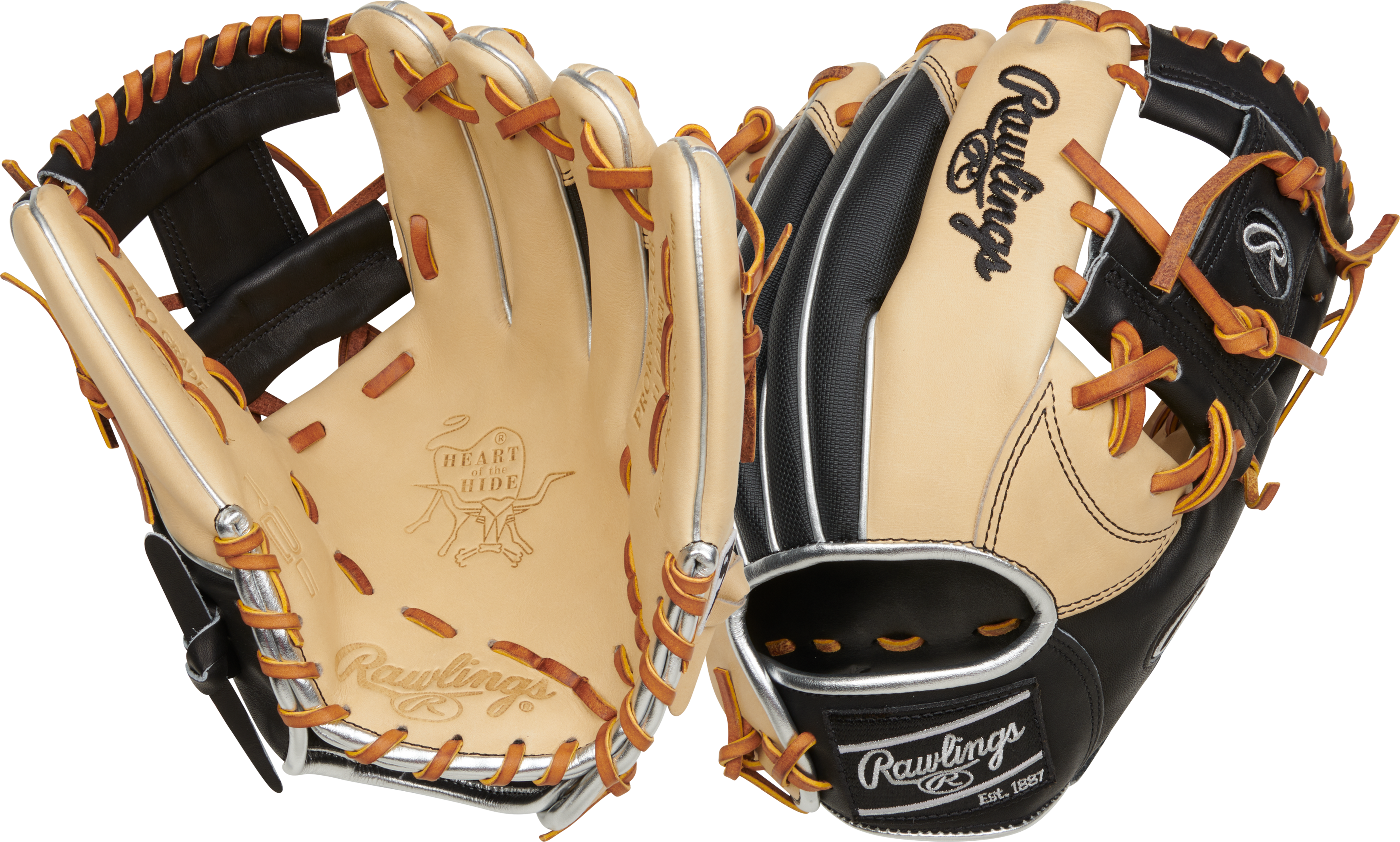 Rawlings Heart Of The Hide Series 11.5-Inch Baseball Glove - Right Hand Thrower - Camel/Black Speedshell