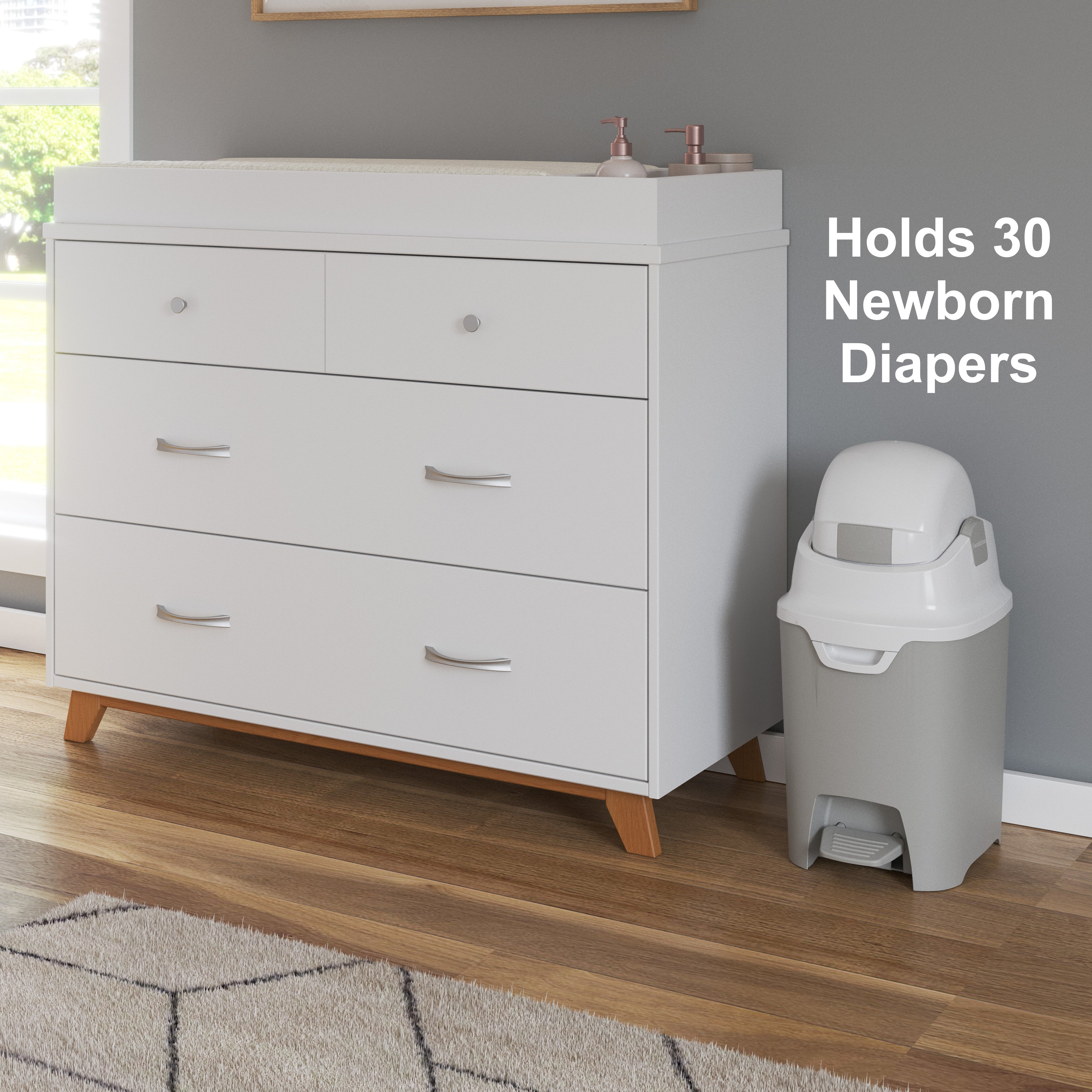 Foundations Pro Series Mini Hands-Free Diaper Pail, Gray