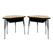 24" x 36" Petal Book Box Desk with Adjustable Standard Swivel Glide Legs, 2-Piece - Maple/Black
