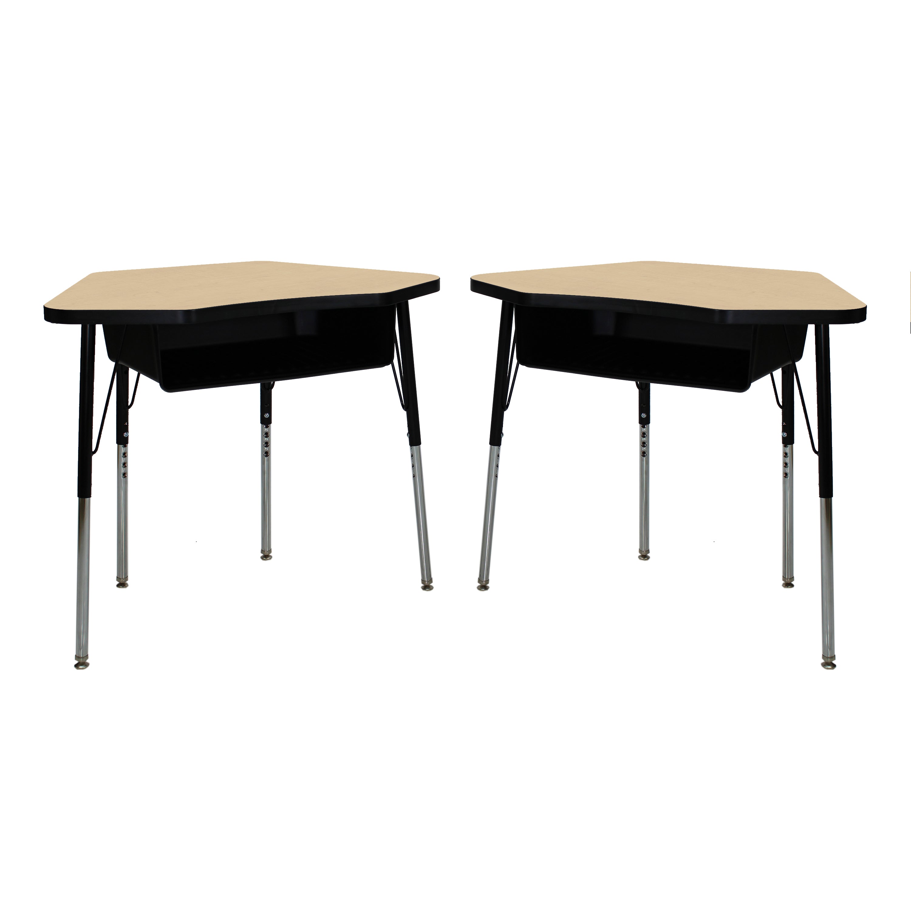 24" x 36" Petal Book Box Desk with Adjustable Standard Swivel Glide Legs, 2-Piece - Maple/Black