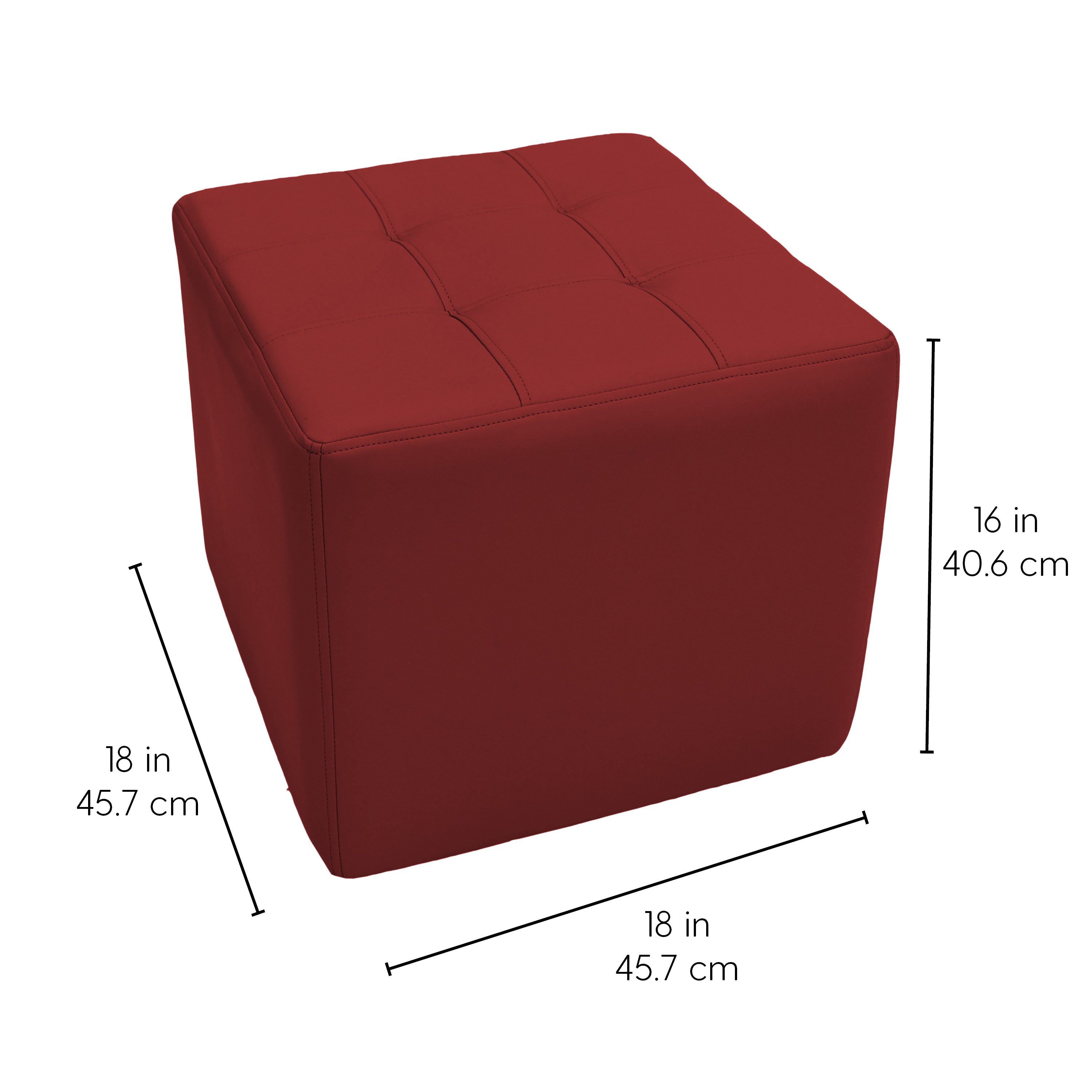 Tufted Square Ottoman 16" Height - Crimson