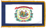 West Virginia State Flag 3x5 ft. Nylon with Pole Sleeve and Gold Fringe for Parades, and Indoor Display