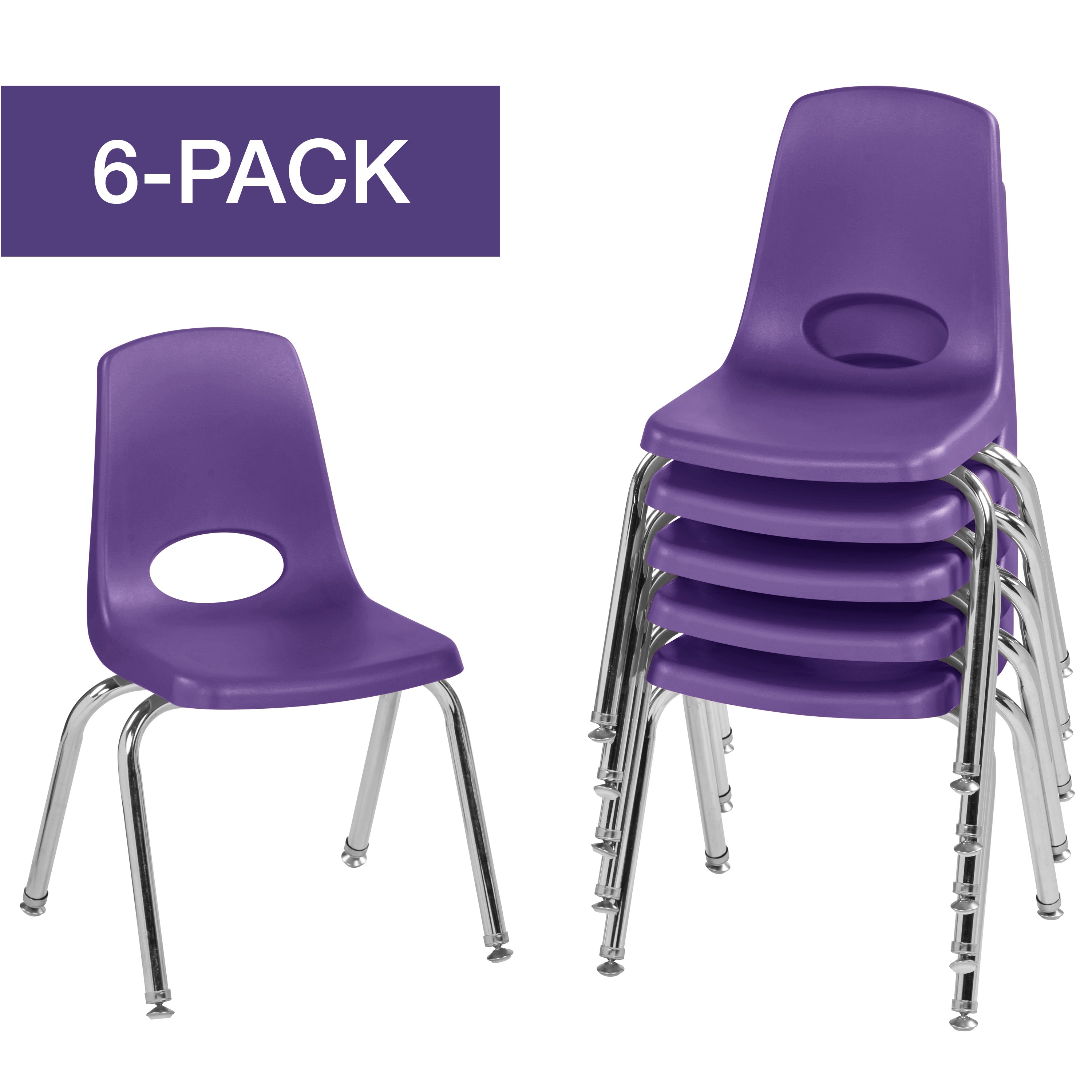 14" Stack Chair with Swivel Glides - Purple